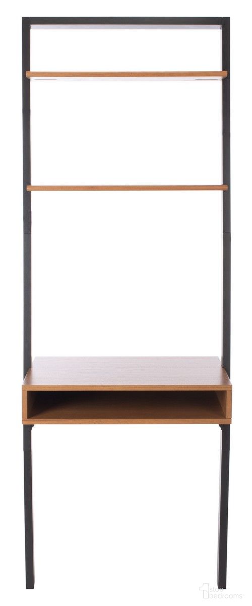 The appearance of Kamy 2 Shelf Leaning Desk in Natural and Charcoal designed by Safavieh in the country / farmhouse interior design. This natural and charcoal piece of furniture was selected by 1StopBedrooms from Kamy Collection to add a touch of cosiness and style into your home. Sku: DSK9401A. Material: Wood.