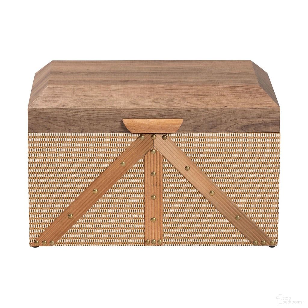 The appearance of Kande Storage Trunk In Brown and Walnut designed by Baxton Studio in the transitional interior design. This brown and walnut piece of furniture was selected by 1StopBedrooms from Kande Collection to add a touch of cosiness and style into your home. Sku: JY25B018-Large-Wooden Trunk. Material: MDF.