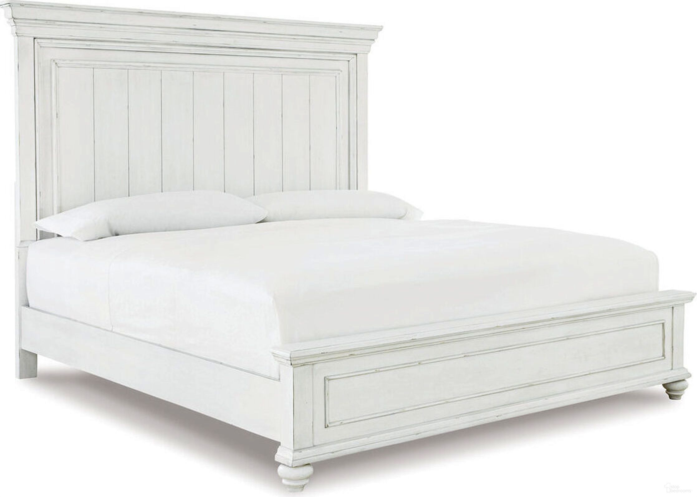 The appearance of Kanwyn Queen Panel Bed In White Wash designed by Signature Design by Ashley in the transitional interior design. This white wash piece of furniture was selected by 1StopBedrooms from Kanwyn Collection to add a touch of cosiness and style into your home. Sku: B777-54;B777-57;B777-96. Bed Type: Panel Bed. Material: Fabric. Bed Size: Queen.