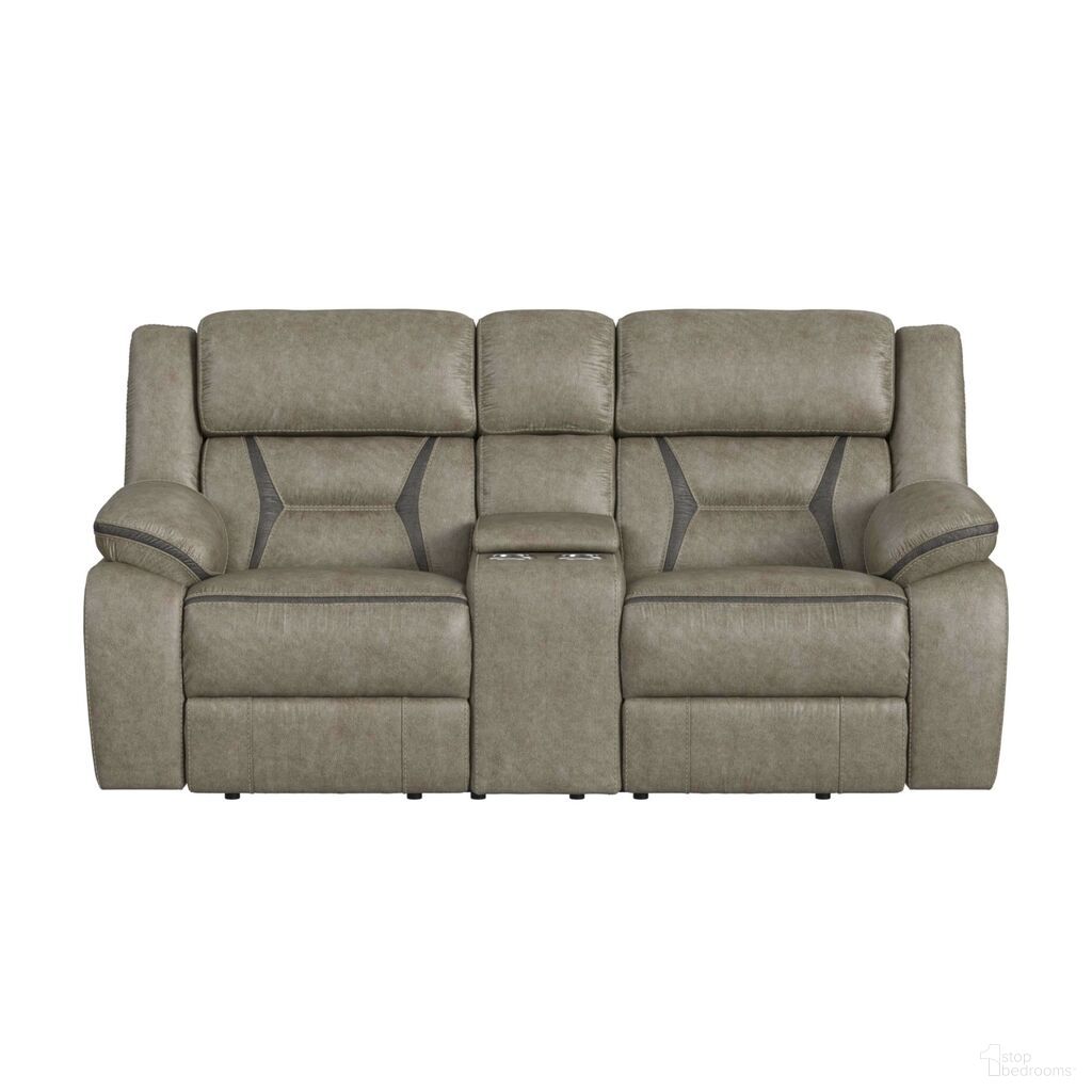 The appearance of Kaoru Motion Loveseat with Console In Grey designed by Picket House in the transitional interior design. This grey piece of furniture was selected by 1StopBedrooms from Kaoru Collection to add a touch of cosiness and style into your home. Sku: U-8490-9760-285. Material: Polyester.