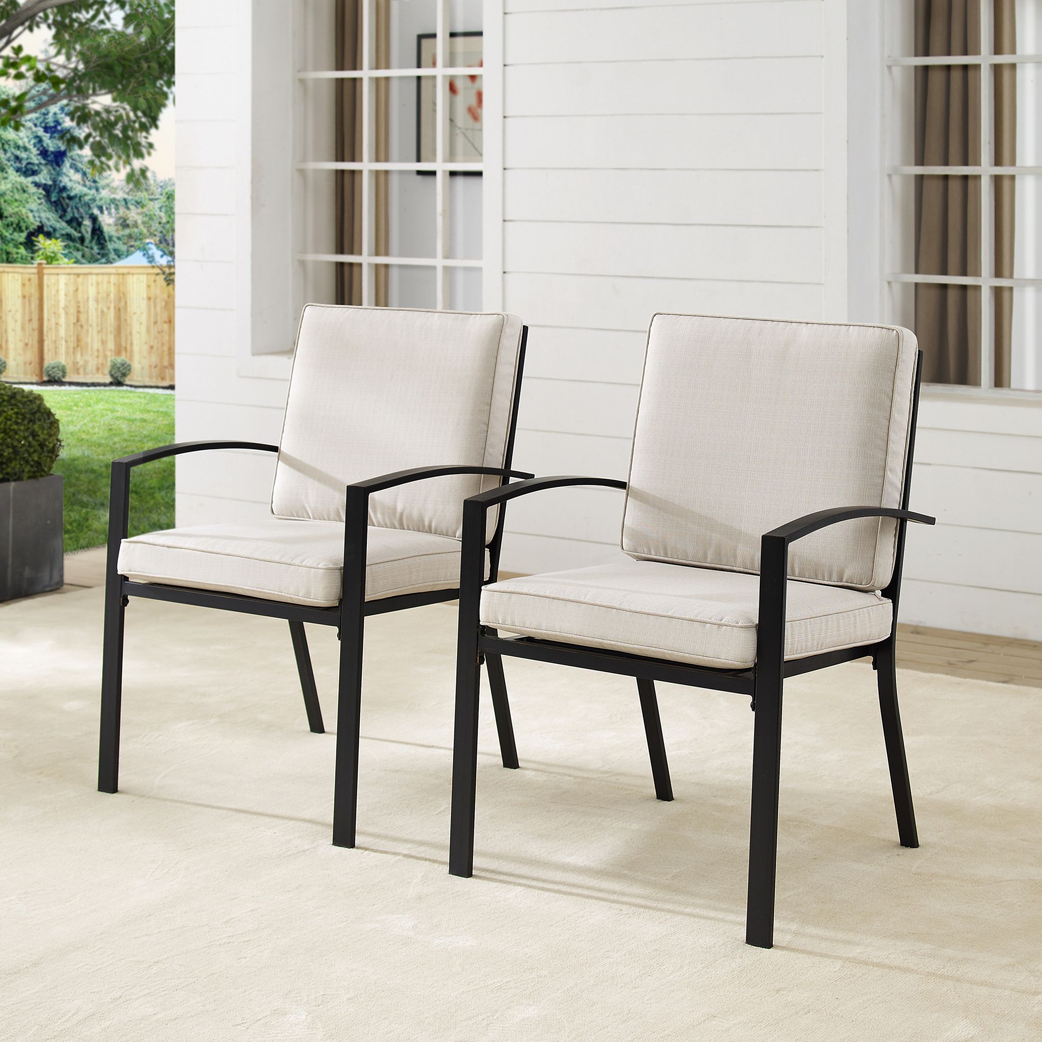 The appearance of Kaplan Outdoor Dining Chair Set of 2 In Oatmeal and Oil Rubbed Bronze designed by Crosley Brands in the traditional interior design. This oatmeal piece of furniture was selected by 1StopBedrooms from Kaplan Collection to add a touch of cosiness and style into your home. Sku: CO6213-BZ;CO7436-OL. Material: Polyester.