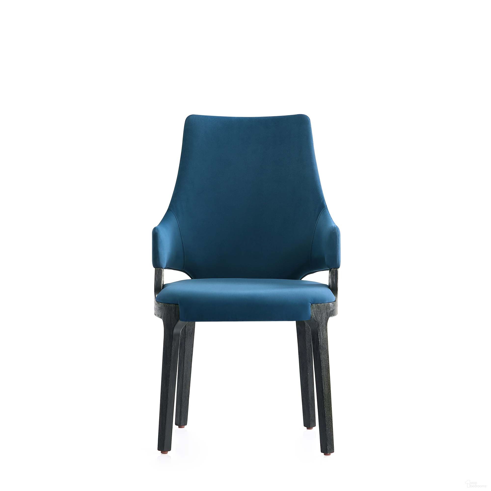 The appearance of Kara Dining Arm Chair In Blue designed by Manhattan Comfort in the modern / contemporary interior design. This blue piece of furniture was selected by 1StopBedrooms from Kara Collection to add a touch of cosiness and style into your home. Sku: DC057AR-BL. Material: Wood. Chair Type: Arm Chair.