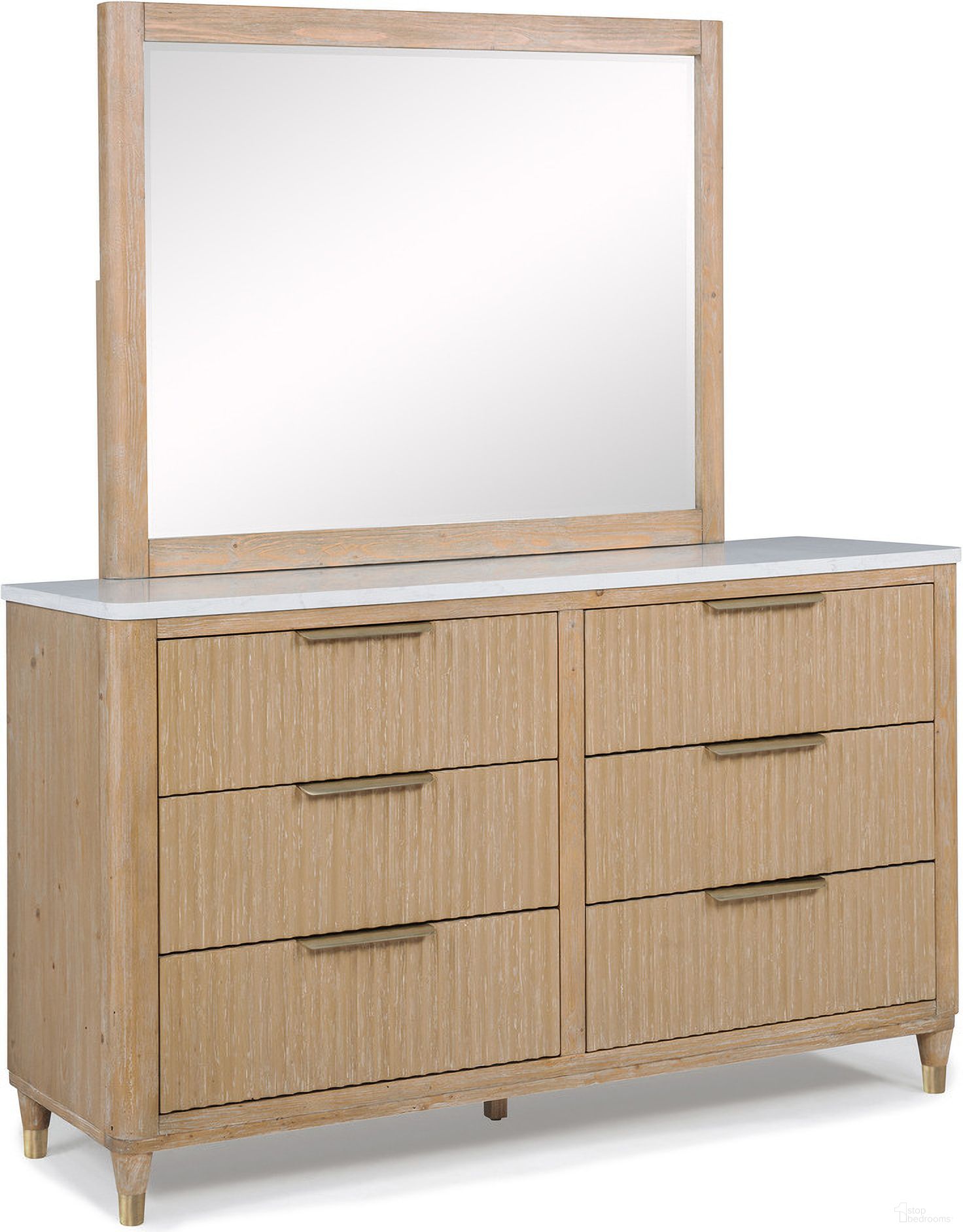 The appearance of Kara Dresser Mirror In Cerused Natural designed by Crown Mark in the modern / contemporary interior design. This cerused natural piece of furniture was selected by 1StopBedrooms from Kara Collection to add a touch of cosiness and style into your home. Sku: B1450-11. Material: MDF.