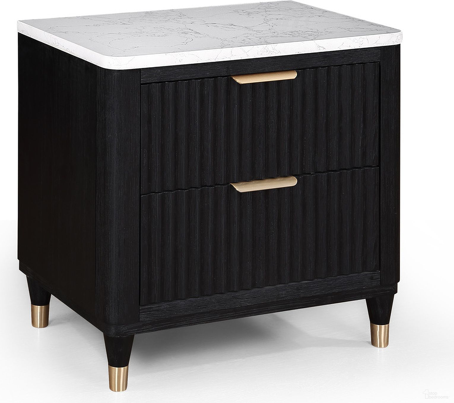 The appearance of Kara Night Stand In Black and White designed by Crown Mark in the modern / contemporary interior design. This black and white piece of furniture was selected by 1StopBedrooms from Kara Collection to add a touch of cosiness and style into your home. Sku: B1400-2. Material: MDF.