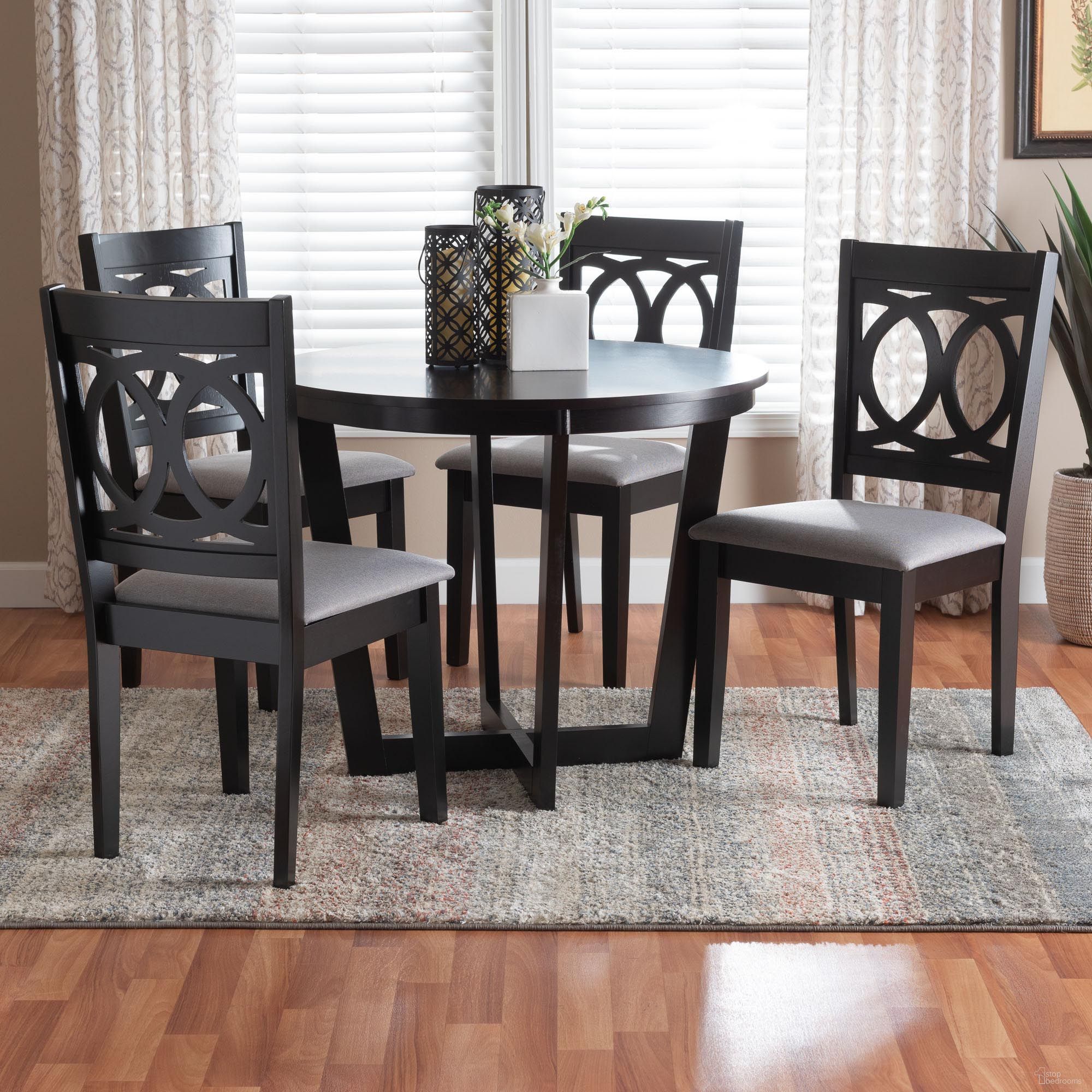 Kara Wood 5 Piece Dining Set In Grey and Dark Brown