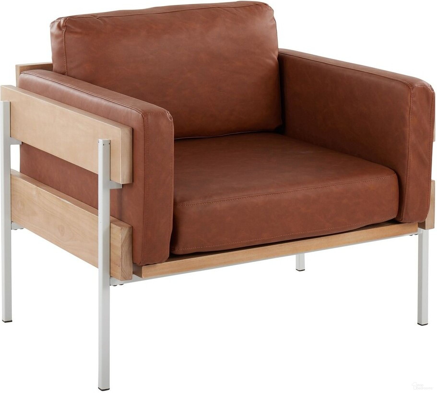 The appearance of Kari Accent Chair In Brown/Natural designed by Lumisource in the country / farmhouse interior design. This camel piece of furniture was selected by 1StopBedrooms from Kari Collection to add a touch of cosiness and style into your home. Sku: CHR-KARIPU2 WNACAM. Material: Faux Leather.