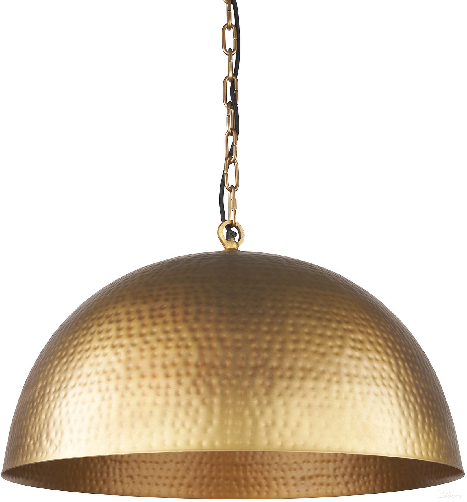 Karina 24 Inch Hammered Metal Round Dome Pendant Light In Brass Tone