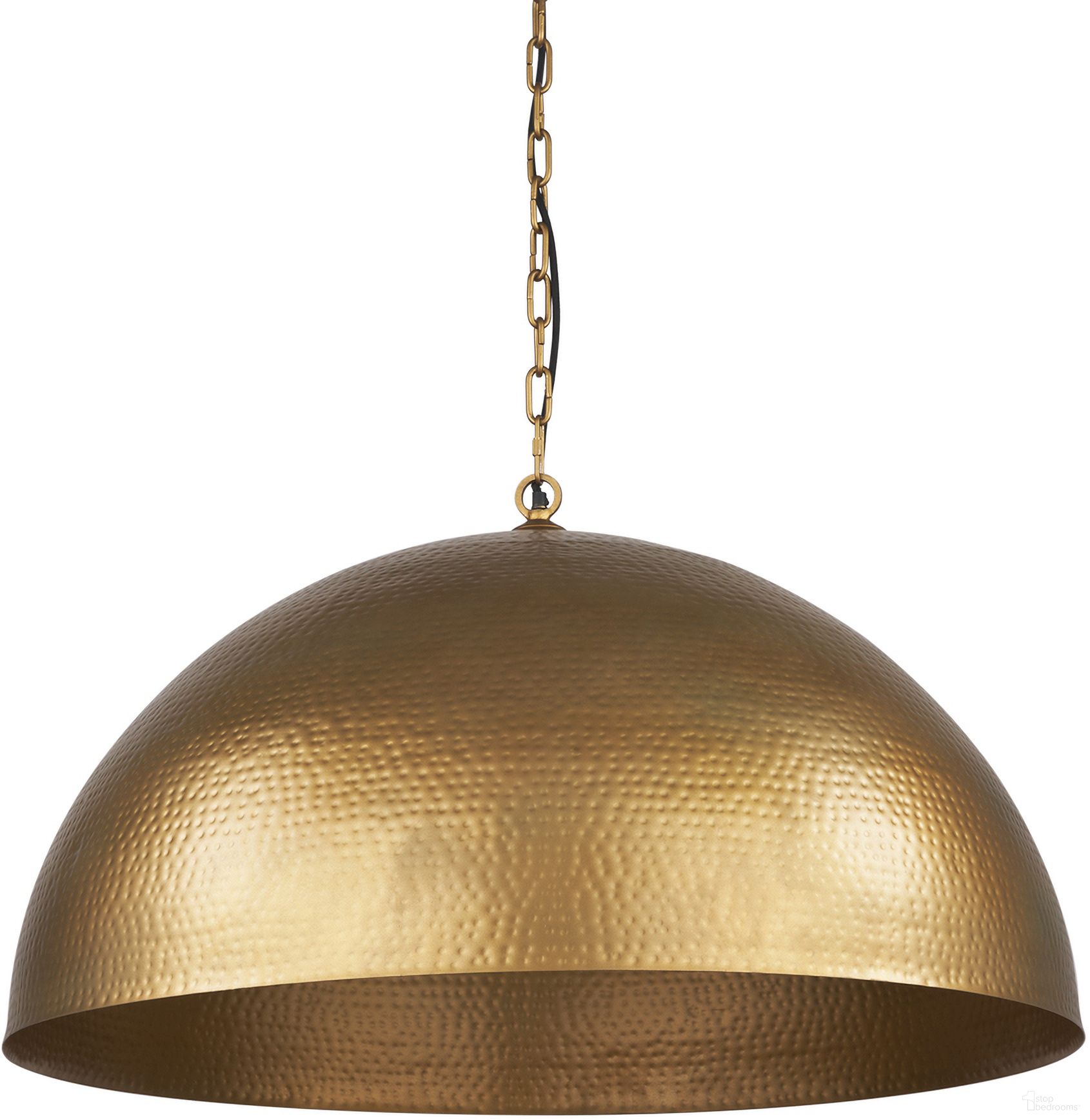 Karina 36 Inch Hammered Metal Round Dome Pendant Light In Brass Tone