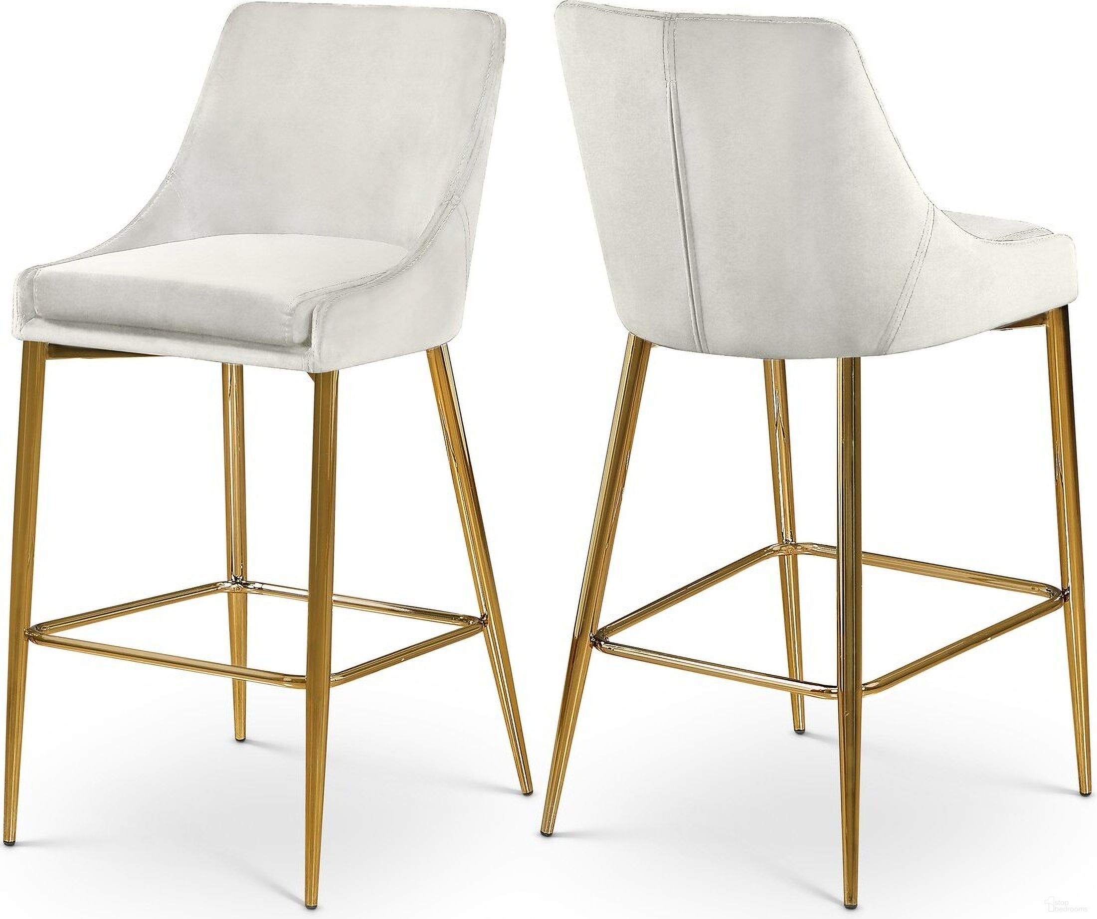 The appearance of Karina Velvet Stool Set of 2 In Cream designed by Meridian in the modern / contemporary interior design. This cream velvet piece of furniture  was selected by 1StopBedrooms from Karina Collection to add a touch of cosiness and style into your home. Sku: 789Cream-C. Material: Velvet.