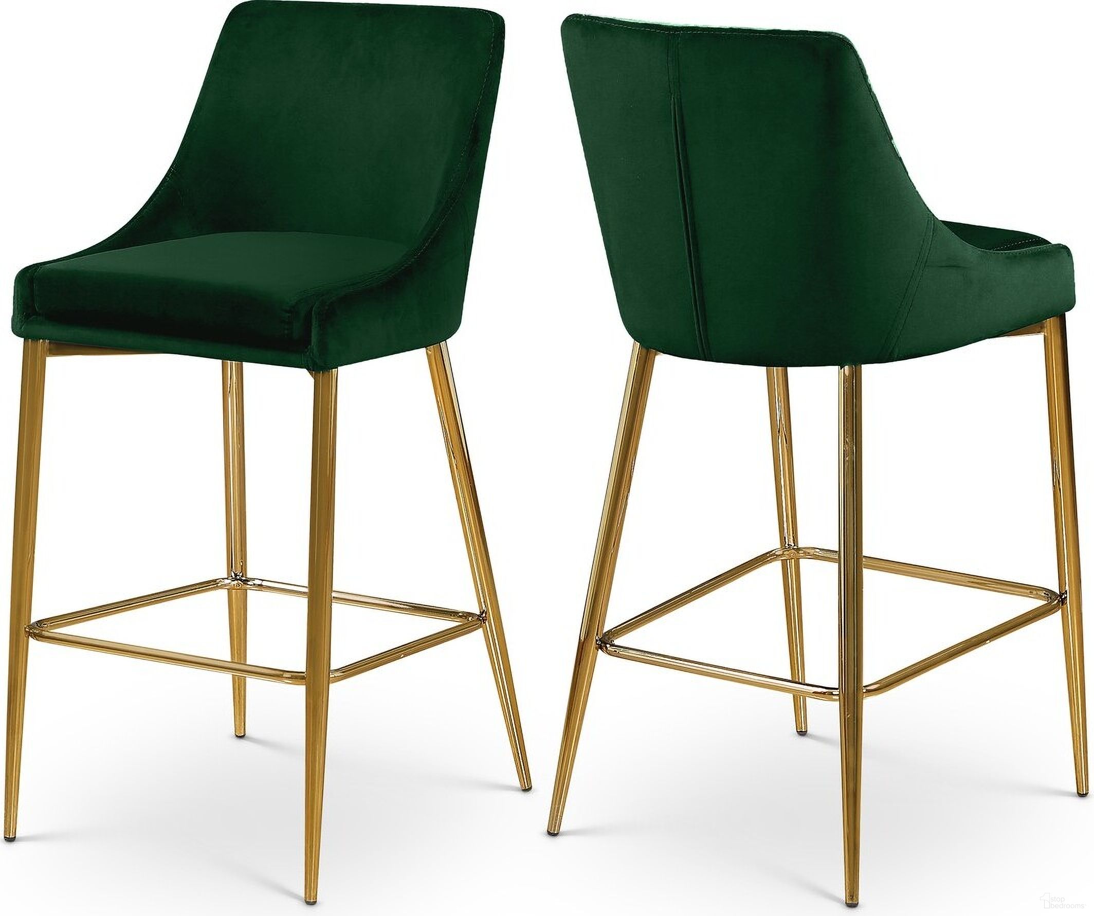 Karina Velvet Stool Set of 2 In Green