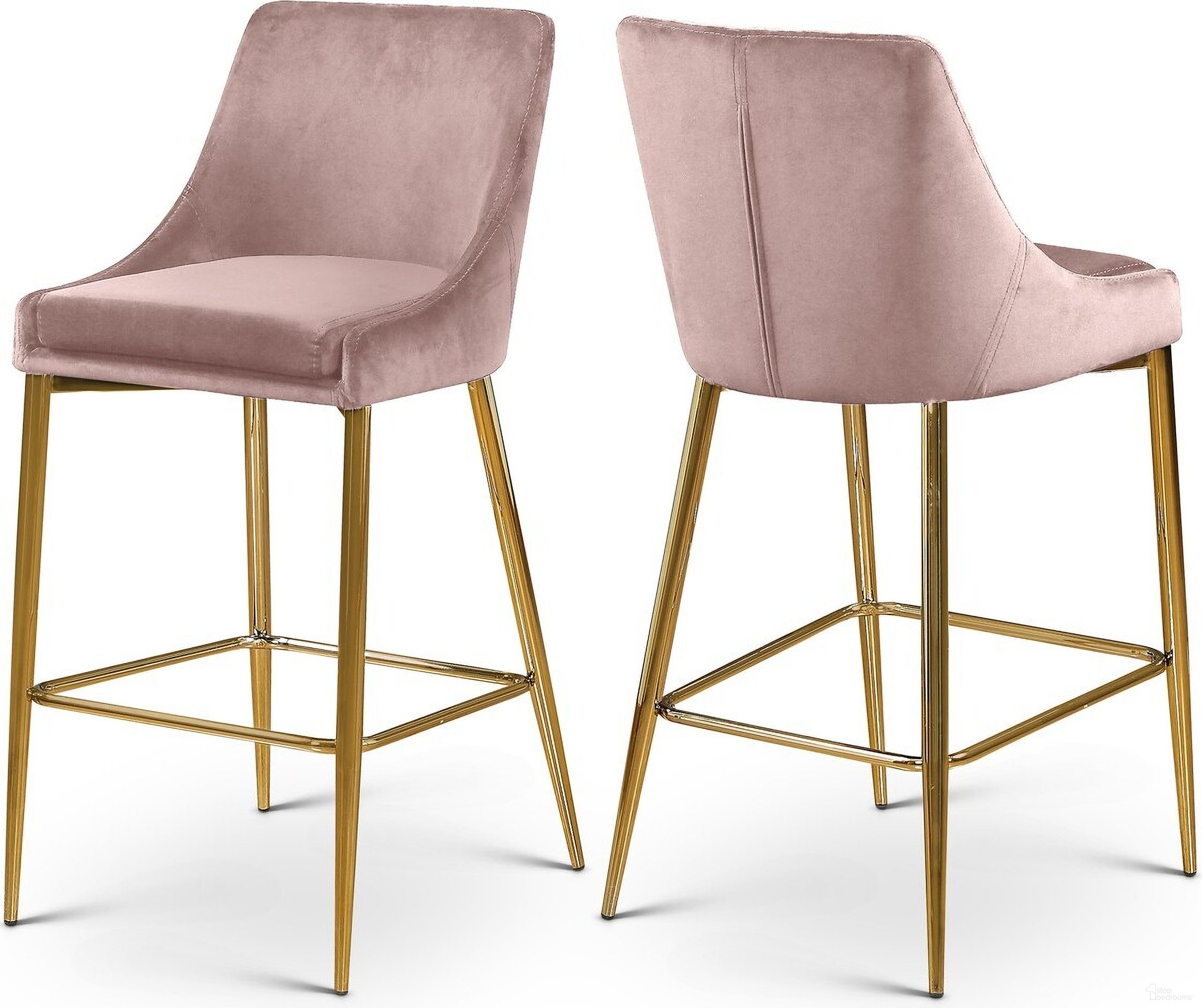 Karina Velvet Stool Set of 2 In Pink