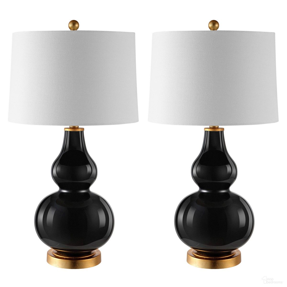 The appearance of Karlen Black and Gold Leaf Table Lamp Set of 2 designed by Safavieh in the modern / contemporary interior design. This black piece of furniture  was selected by 1StopBedrooms from Karlen Collection to add a touch of cosiness and style into your home. Sku: TBL4223B-SET2. Material: Iron.