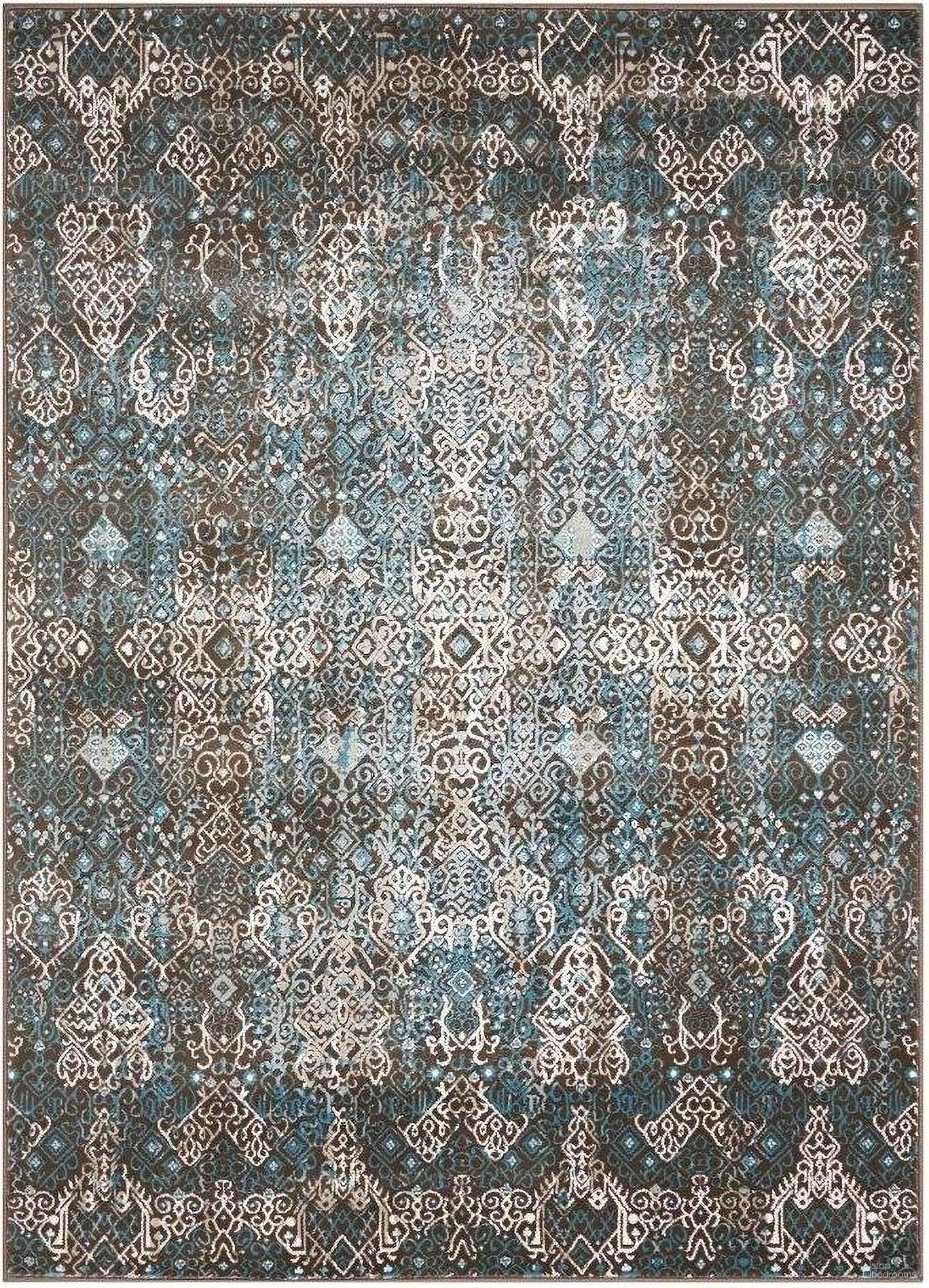 Karma 3'9" x 5'9" Area Rug In Blue and Gray
