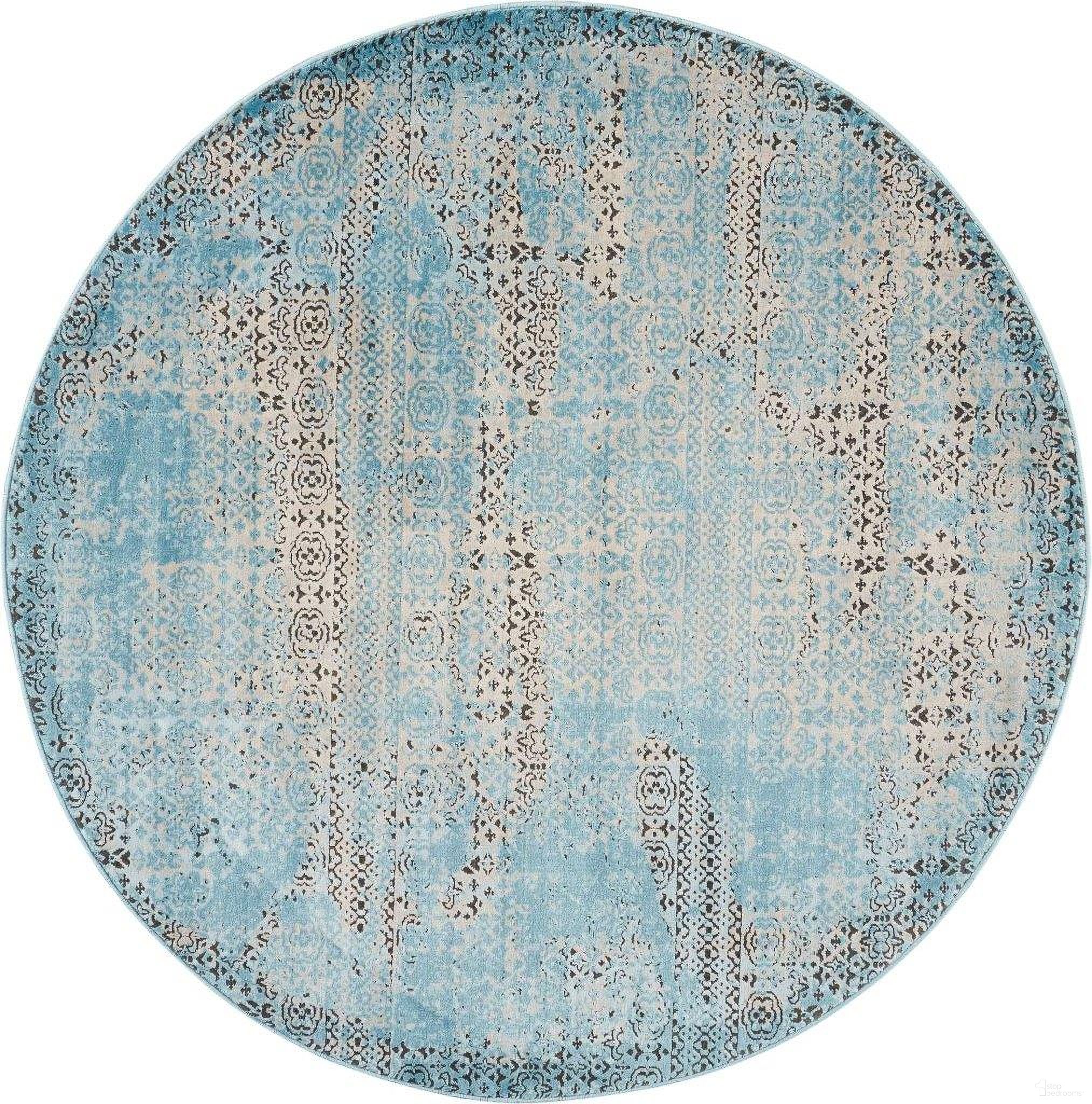 Karma Blue 5'3" x 5'3" Round Area Rug