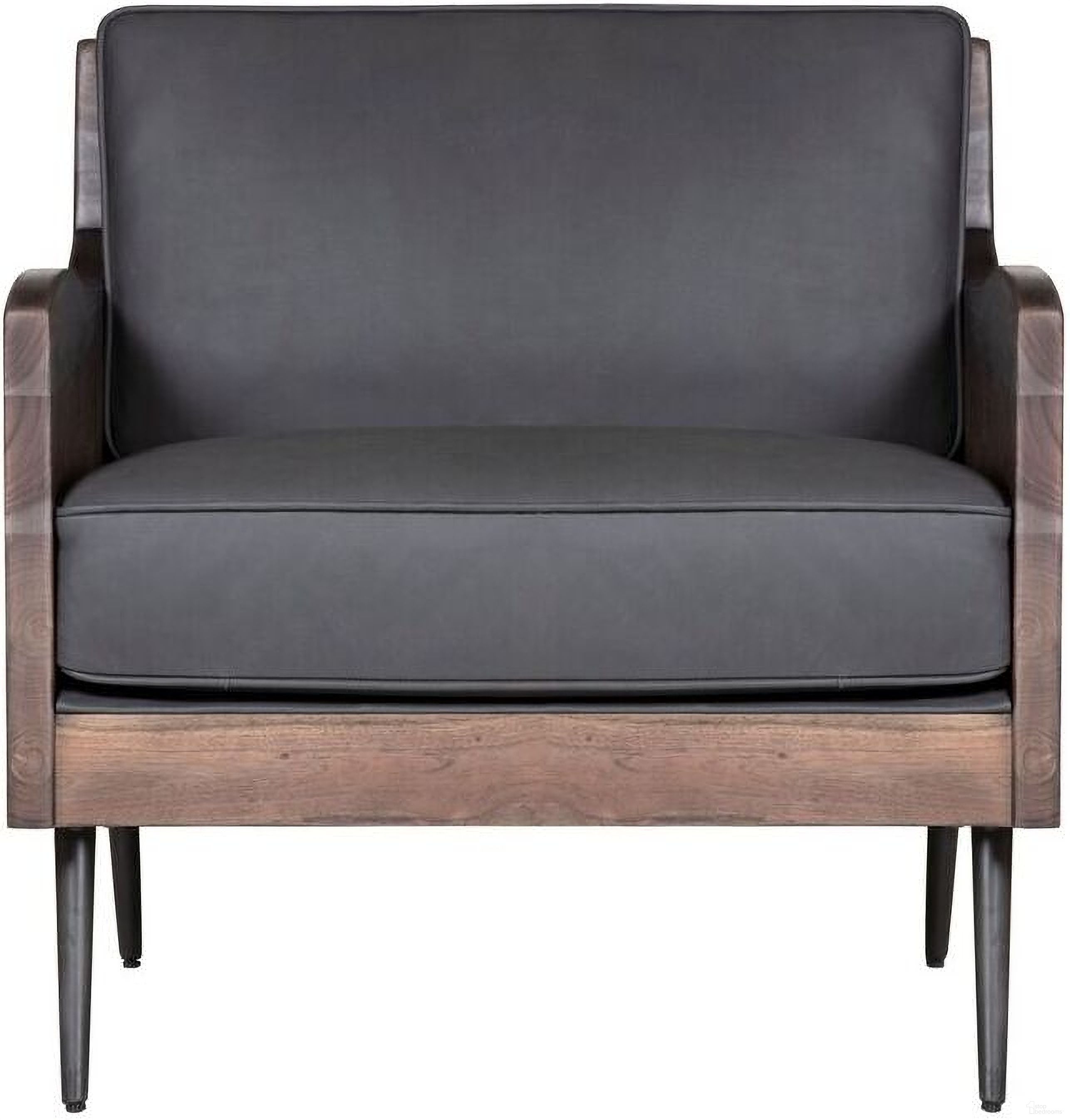 Karma Genuine Leather Accent Chair In Slate