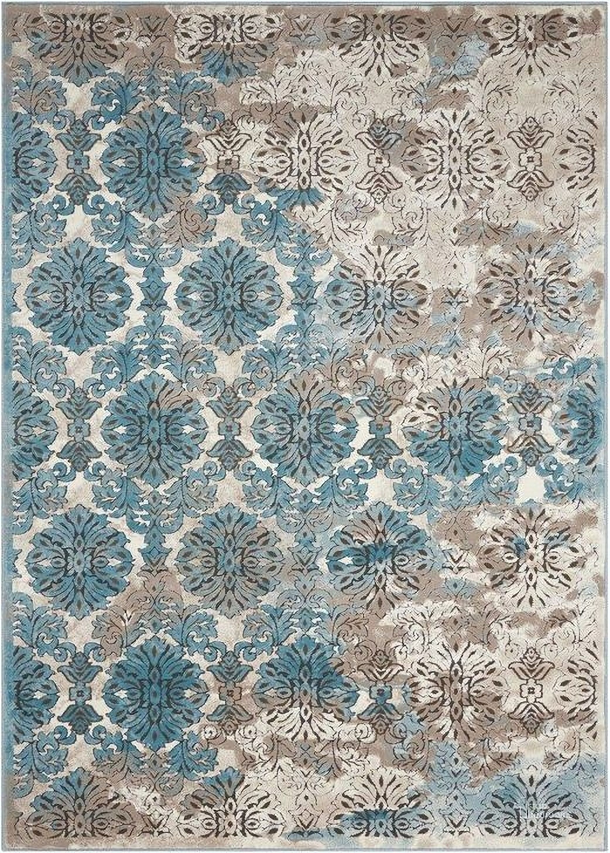 Karma Ivory and Blue 3'9" x 5'9" Area Rug