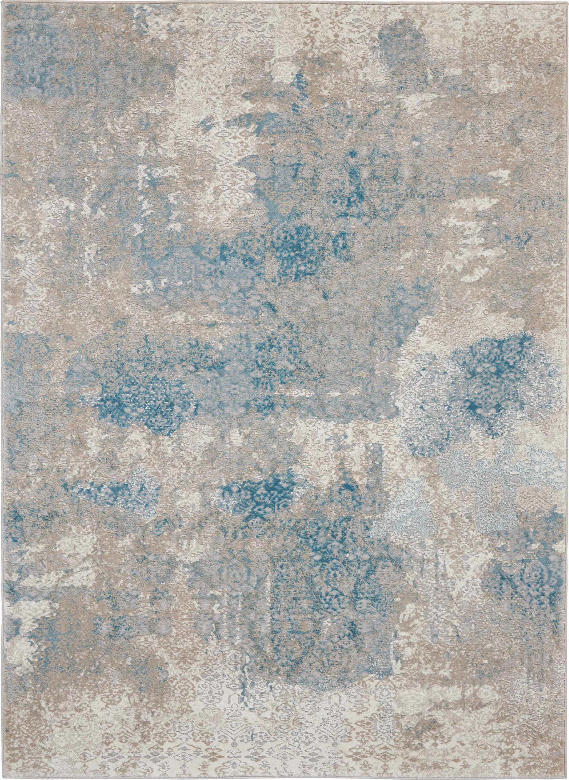 Karma Ivory and Light Blue 3'9" x 5'9" Area Rug