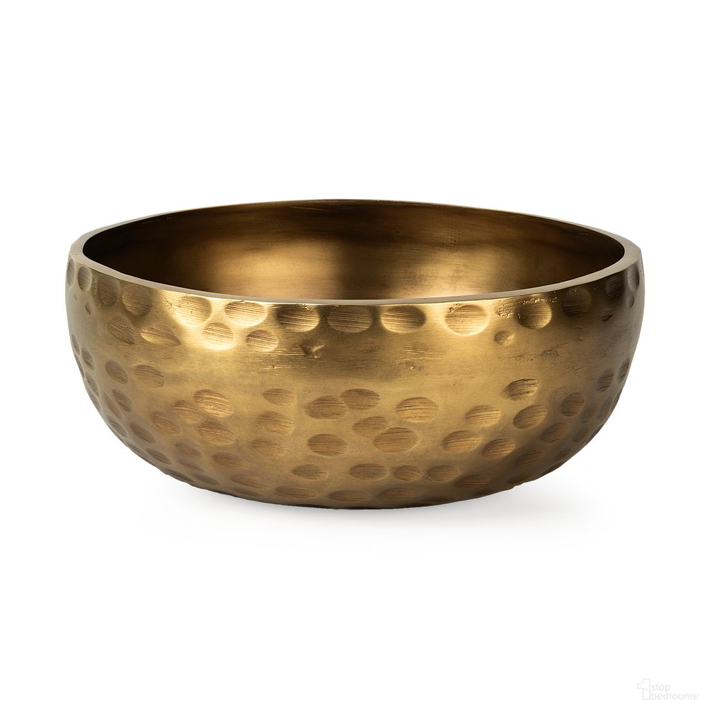The appearance of Karmel Hammered Aluminum Bowl In Gold designed by Mercana in the modern / contemporary interior design. This gold piece of furniture was selected by 1StopBedrooms from Karmel Collection to add a touch of cosiness and style into your home. Sku: 69074. Material: Aluminum.
