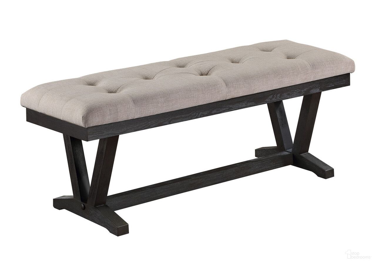 The appearance of Karol Dining Bench In Beige Fabric and Weathered Gray Wood designed by Best Quality Furniture in the traditional interior design. This beige and weathered gray piece of furniture  was selected by 1StopBedrooms from Karol Collection to add a touch of cosiness and style into your home. Sku: D186-B. Material: Linen.