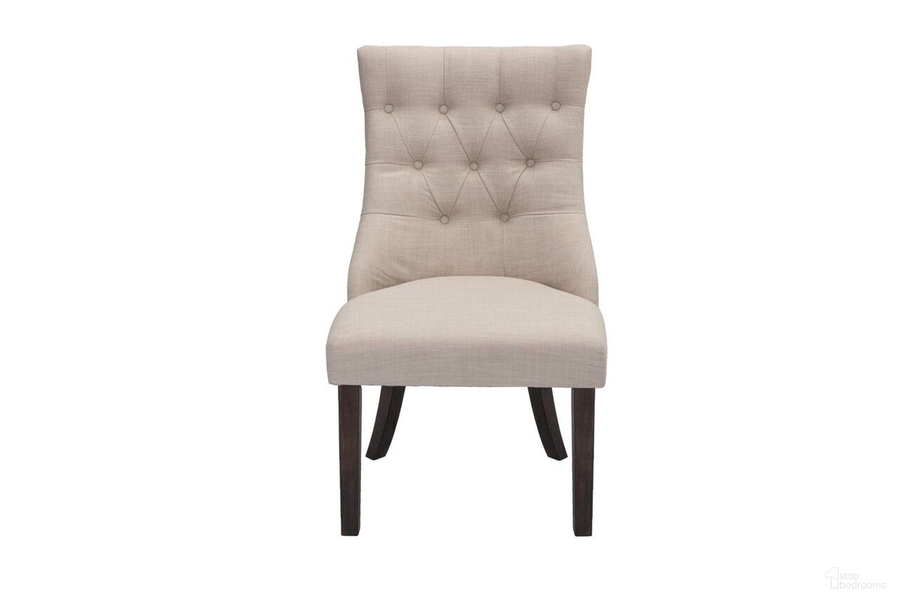 The appearance of Karol Dining Chair with Tufted Seat In Beige Linen and Walnut Wood designed by Best Quality Furniture in the traditional interior design. This walnut and beige piece of furniture  was selected by 1StopBedrooms from Karol Collection to add a touch of cosiness and style into your home. Sku: D42-SC1. Material: Wood. Chair Type: Side Chair.