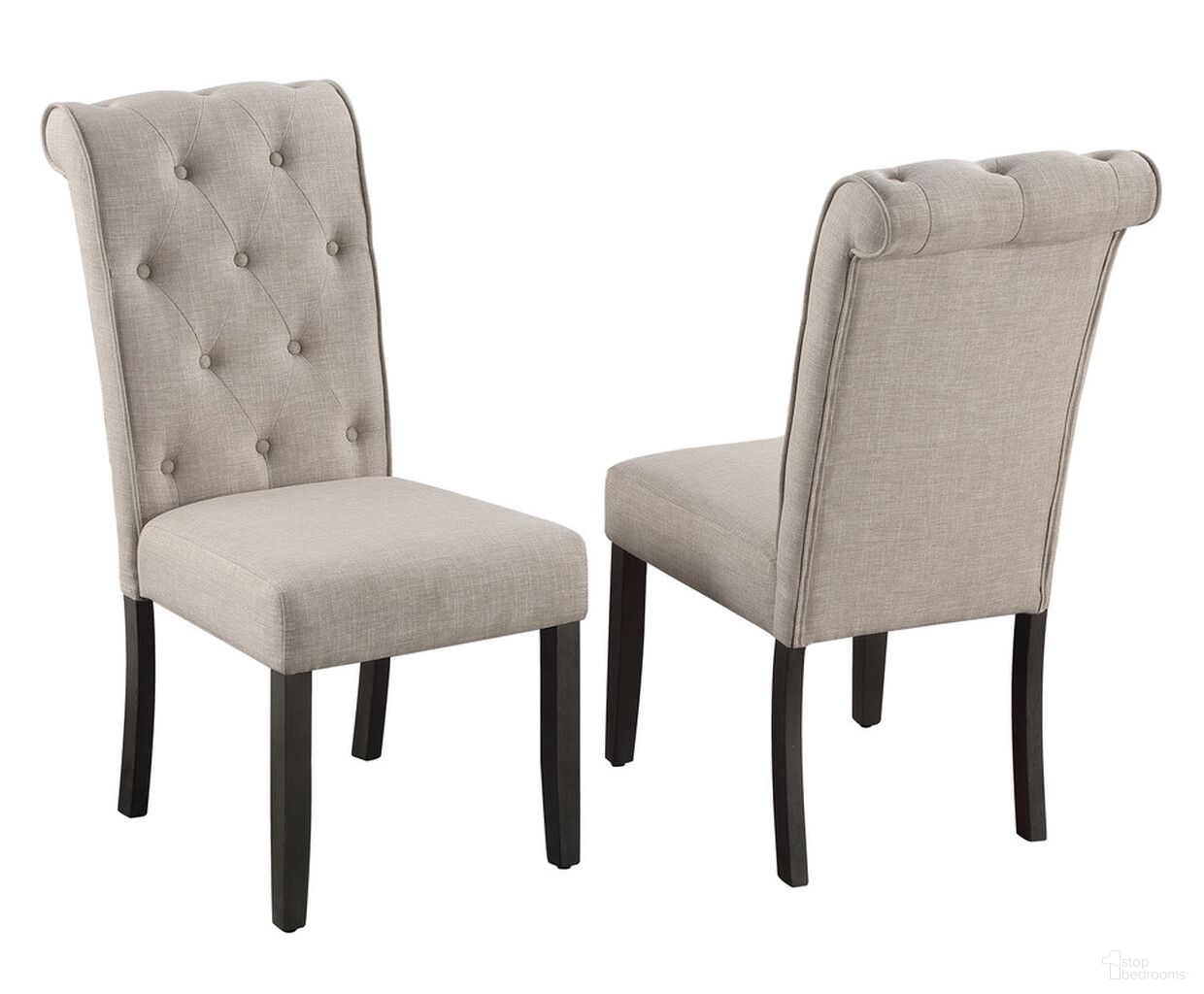 The appearance of Karol Dining Chairs Set of 2 In Beige Fabric and Weathered Gray Wood designed by Best Quality Furniture in the traditional interior design. This beige and weathered gray piece of furniture  was selected by 1StopBedrooms from Karol Collection to add a touch of cosiness and style into your home. Sku: D186-SC. Material: Linen. Chair Type: Side Chair.