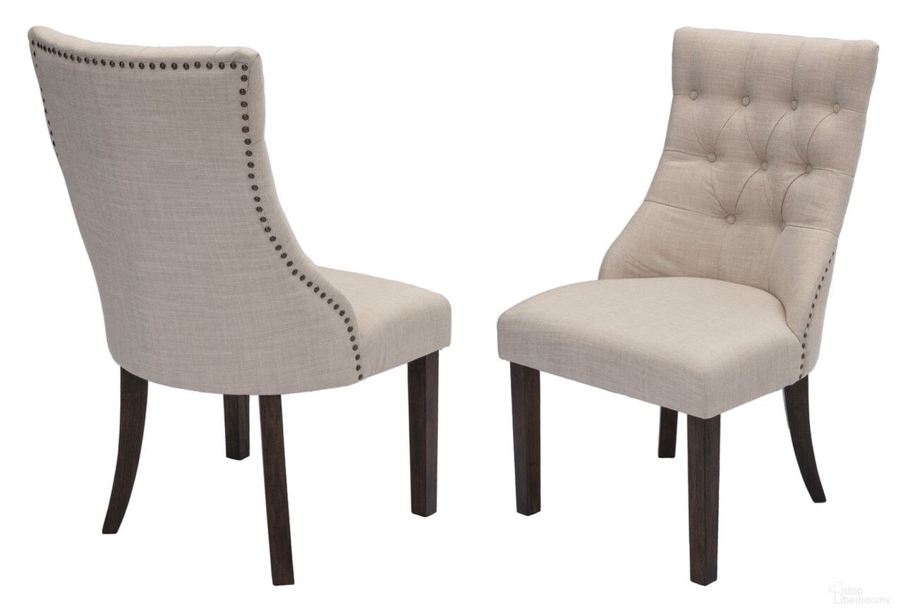 The appearance of Karol Dining Chairs Set of 2 with Tufted Seats In Beige Linen and Walnut Wood designed by Best Quality Furniture in the traditional interior design. This walnut and beige piece of furniture  was selected by 1StopBedrooms from Karol Collection to add a touch of cosiness and style into your home. Sku: D42-SC. Material: Wood. Chair Type: Side Chair.