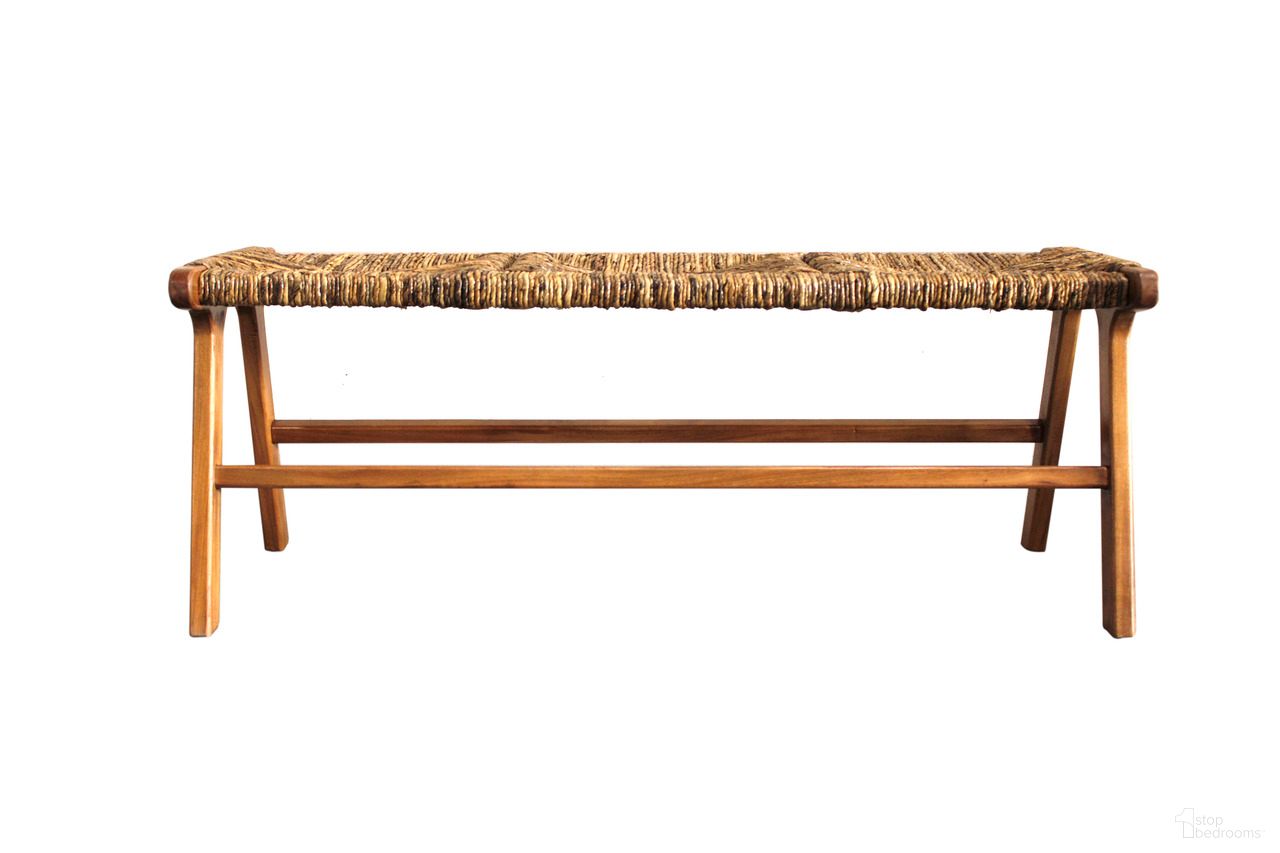 The appearance of Karson 48 Inch Banana Weave Bench In Caramel and Natural designed by Carolina Living in the transitional interior design. This caramel and natural piece of furniture was selected by 1StopBedrooms from Karson Collection to add a touch of cosiness and style into your home. Sku: BN-4819-BW-CANT. Material: Mahogany.