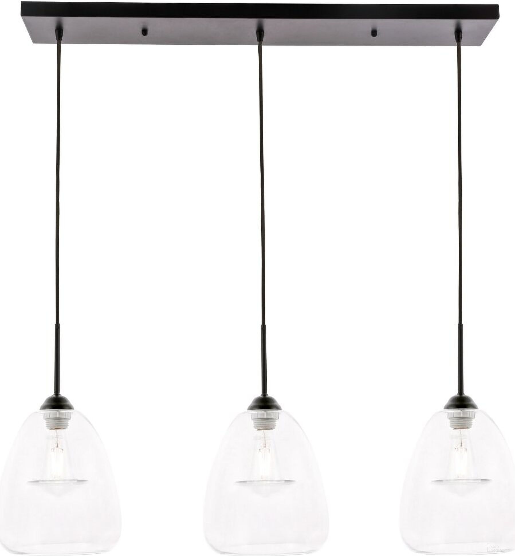 Kason 3 Light Black And Clear Glass Pendant