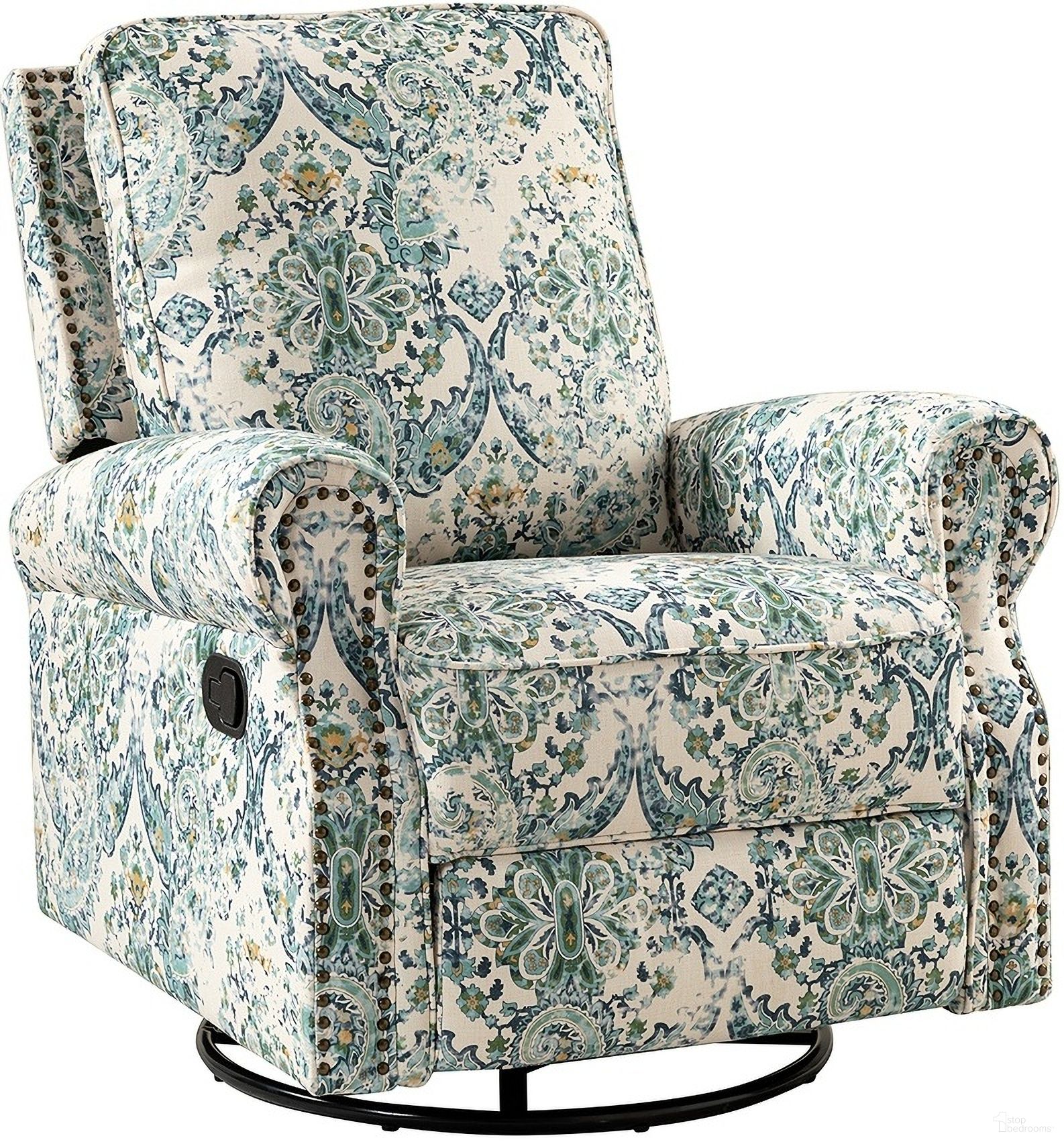 Kaspar Manual Swivel Glider Recliner In Blue