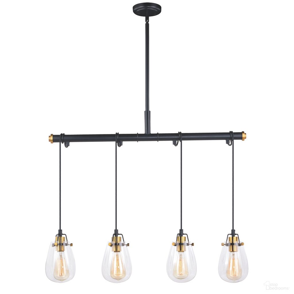 Kassidy 4L Dual Mount Linear Chandelier or Vanity Light In Black and Natural Brass