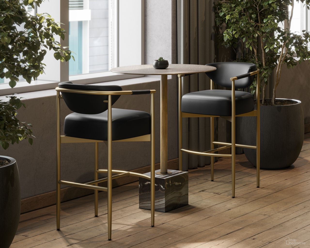 Kata Bar Table Set In Grey Marble