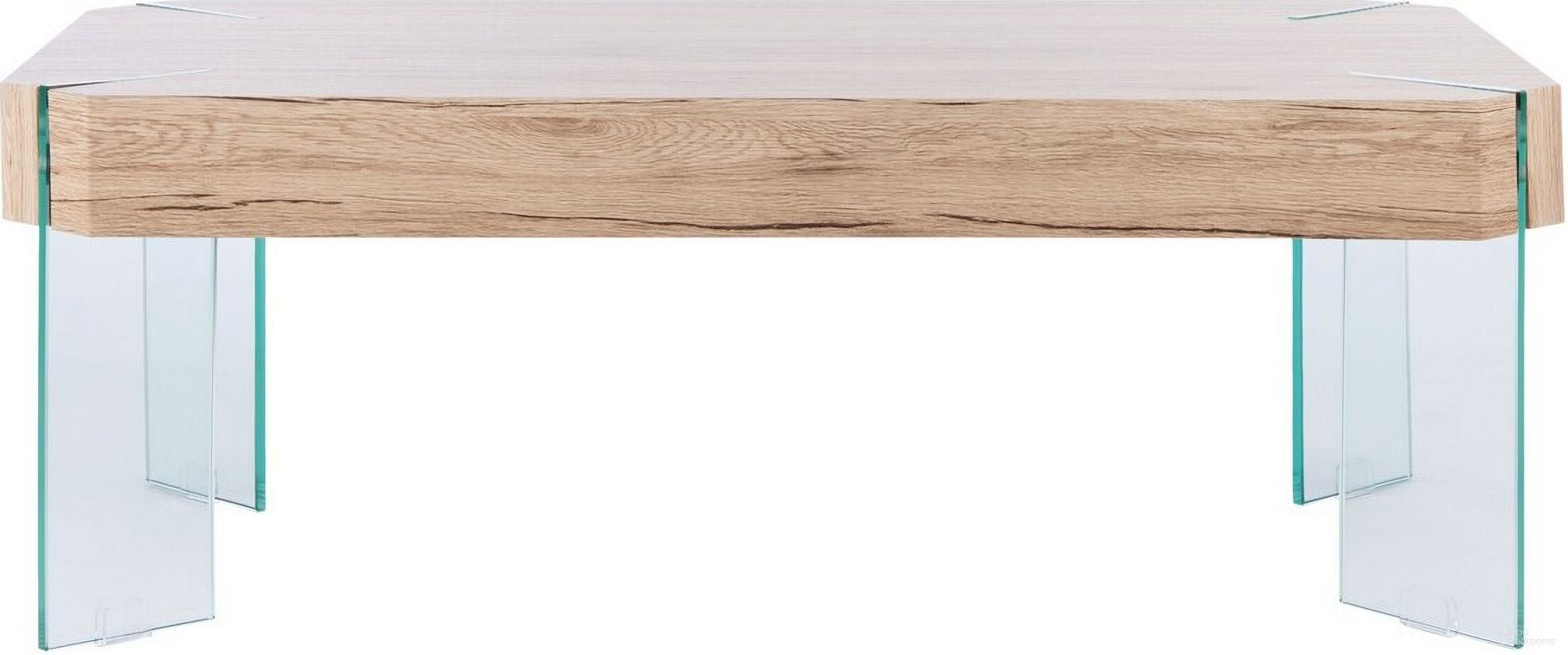Katelyn Rectangular Contemporary Glass Leg Coffee Table in Natural