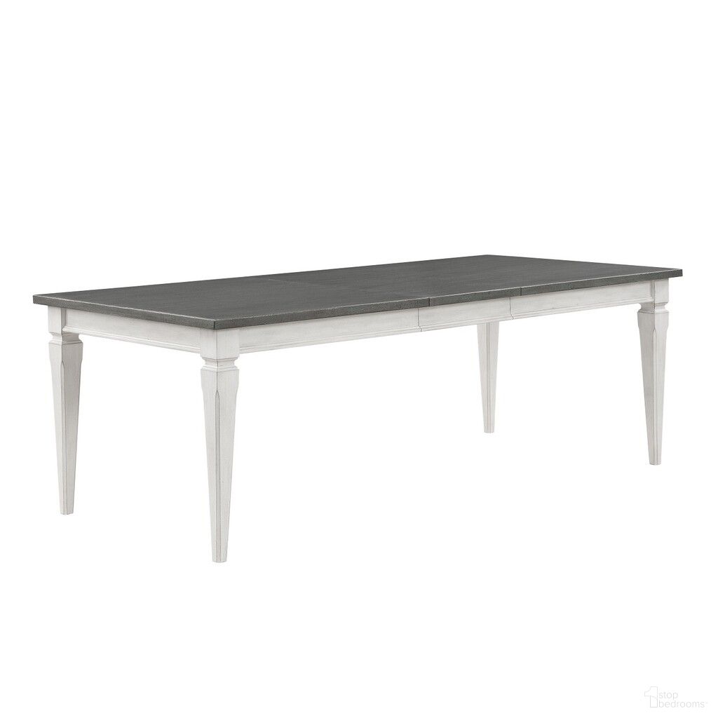 Katia Dining Table with Leaf In Rustic Gray and Weathered White