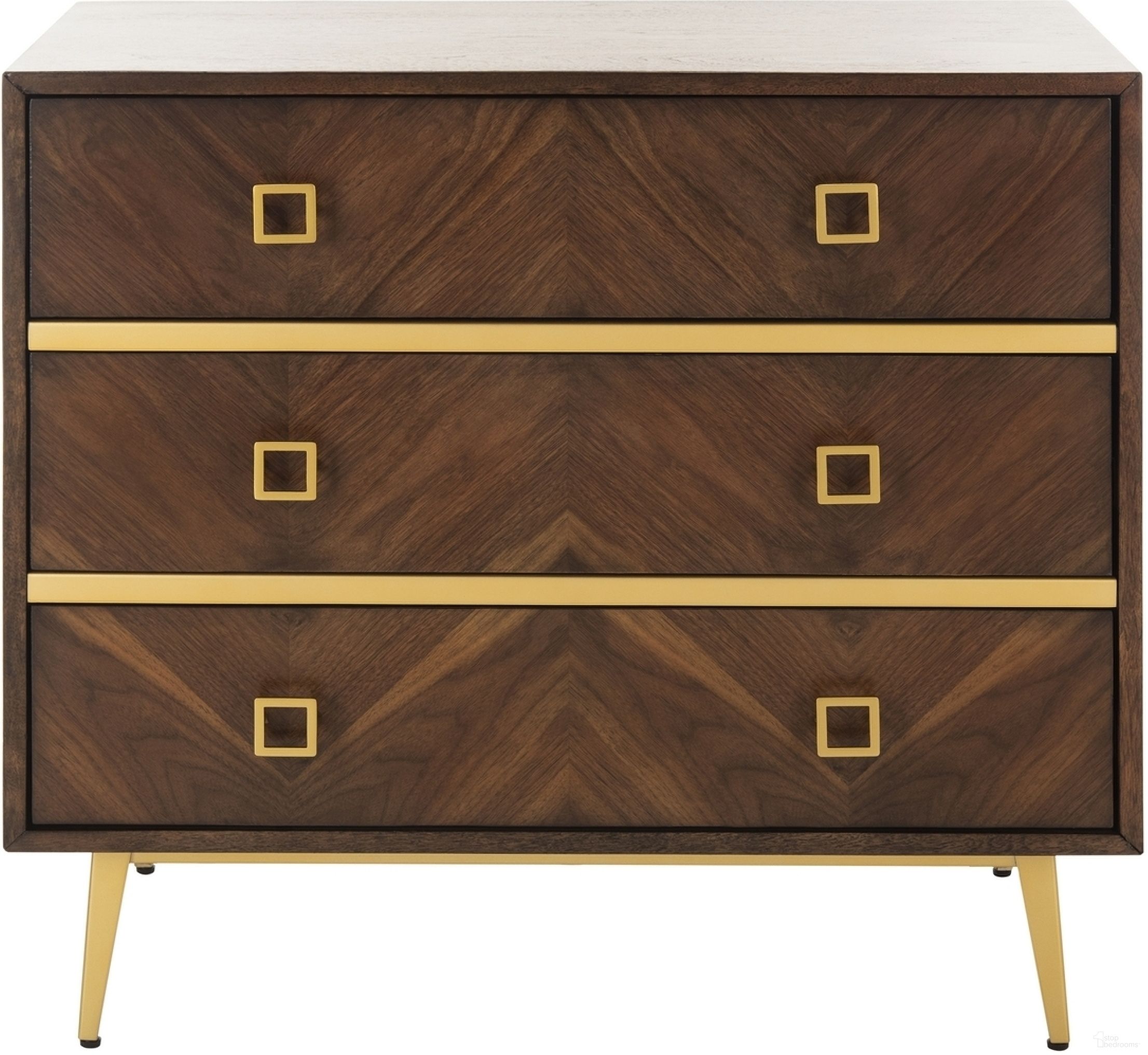 Katia Walnut/Gold 3 Drawer Chest