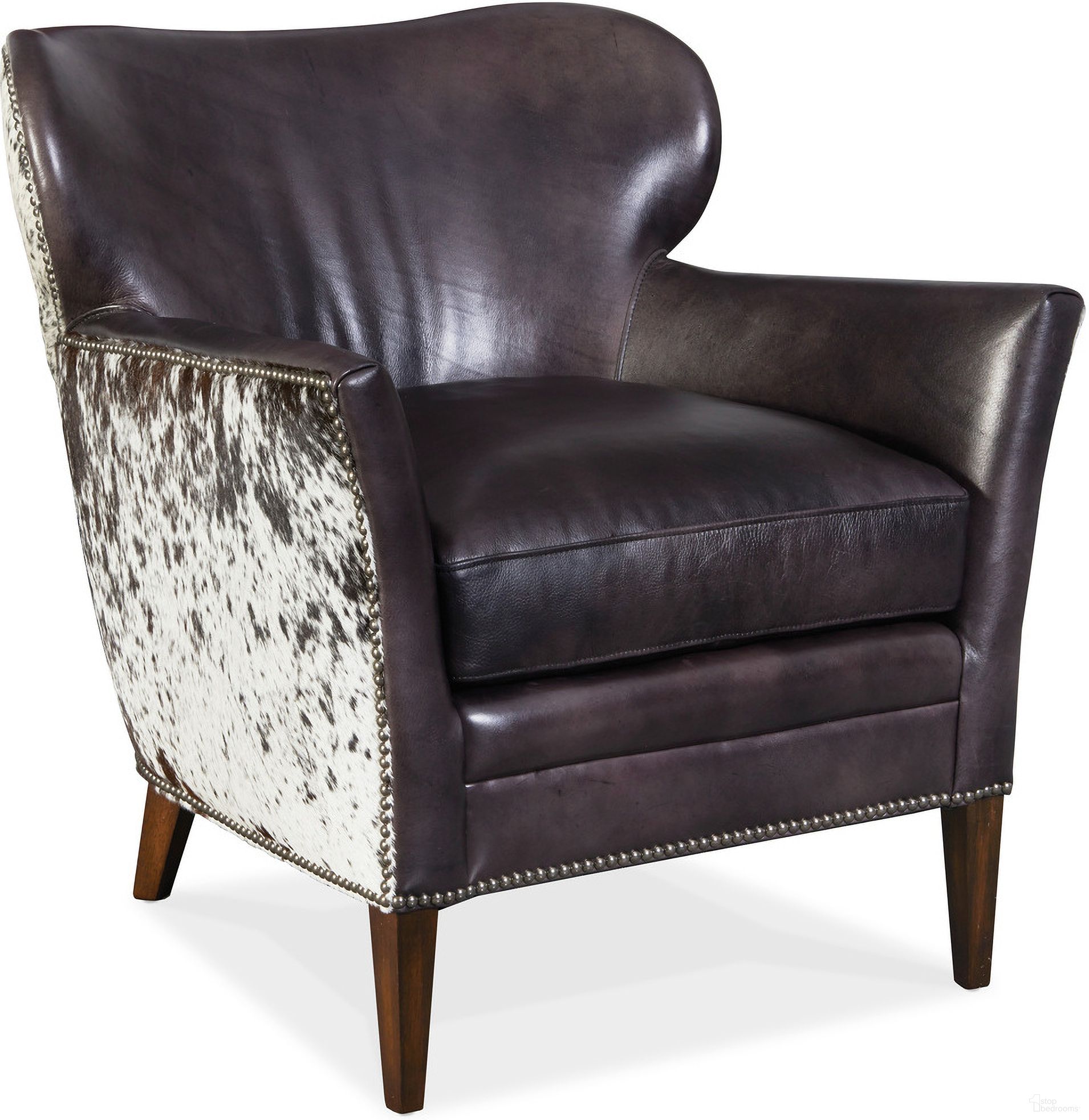 The appearance of CC Kato Black and White Leather Club Chair with Salt Pepper Brindle designed by Hooker in the traditional interior design. This black piece of furniture was selected by 1StopBedrooms from CC Collection to add a touch of cosiness and style into your home. Sku: CC469-097. Material: Leather.