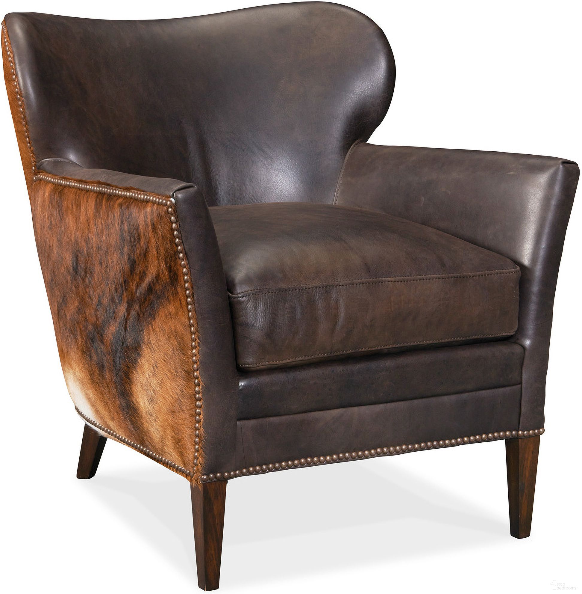 The appearance of CC Kato Brown and Gold Leather Club Chair with Dark Brindle designed by Hooker in the traditional interior design. This brown piece of furniture was selected by 1StopBedrooms from CC Collection to add a touch of cosiness and style into your home. Sku: CC469-089. Material: Leather.