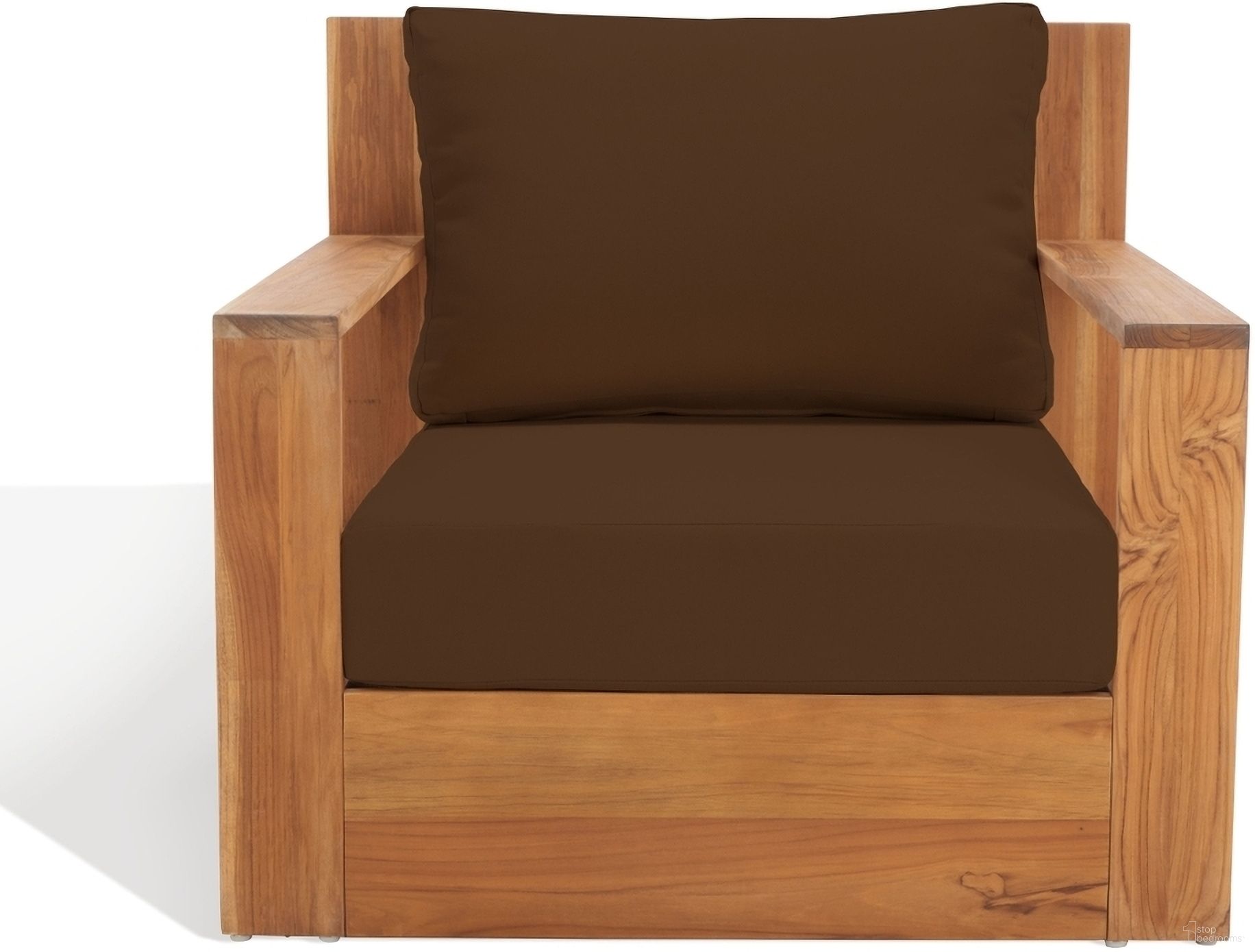 The appearance of Kauai Brazilian Teak Patio Chair In Natural and Dark Brown designed by Safavieh Couture in the modern / contemporary interior design. This natural and dark brown piece of furniture was selected by 1StopBedrooms from Kauai Collection to add a touch of cosiness and style into your home. Sku: CPT1040C. Material: Wood.