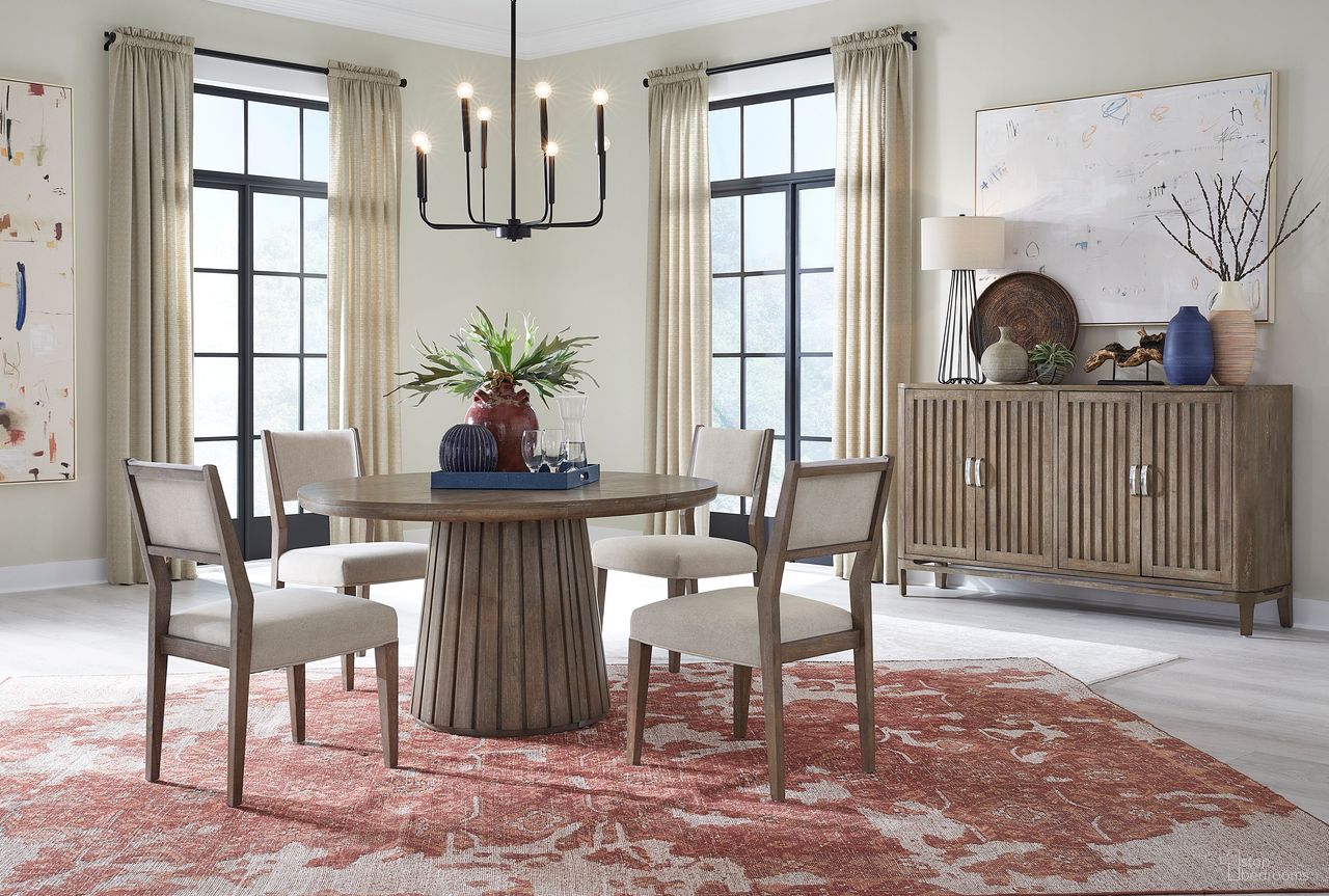 Kavanaugh Extendable Round Dining Set In Weathered Kona Brown