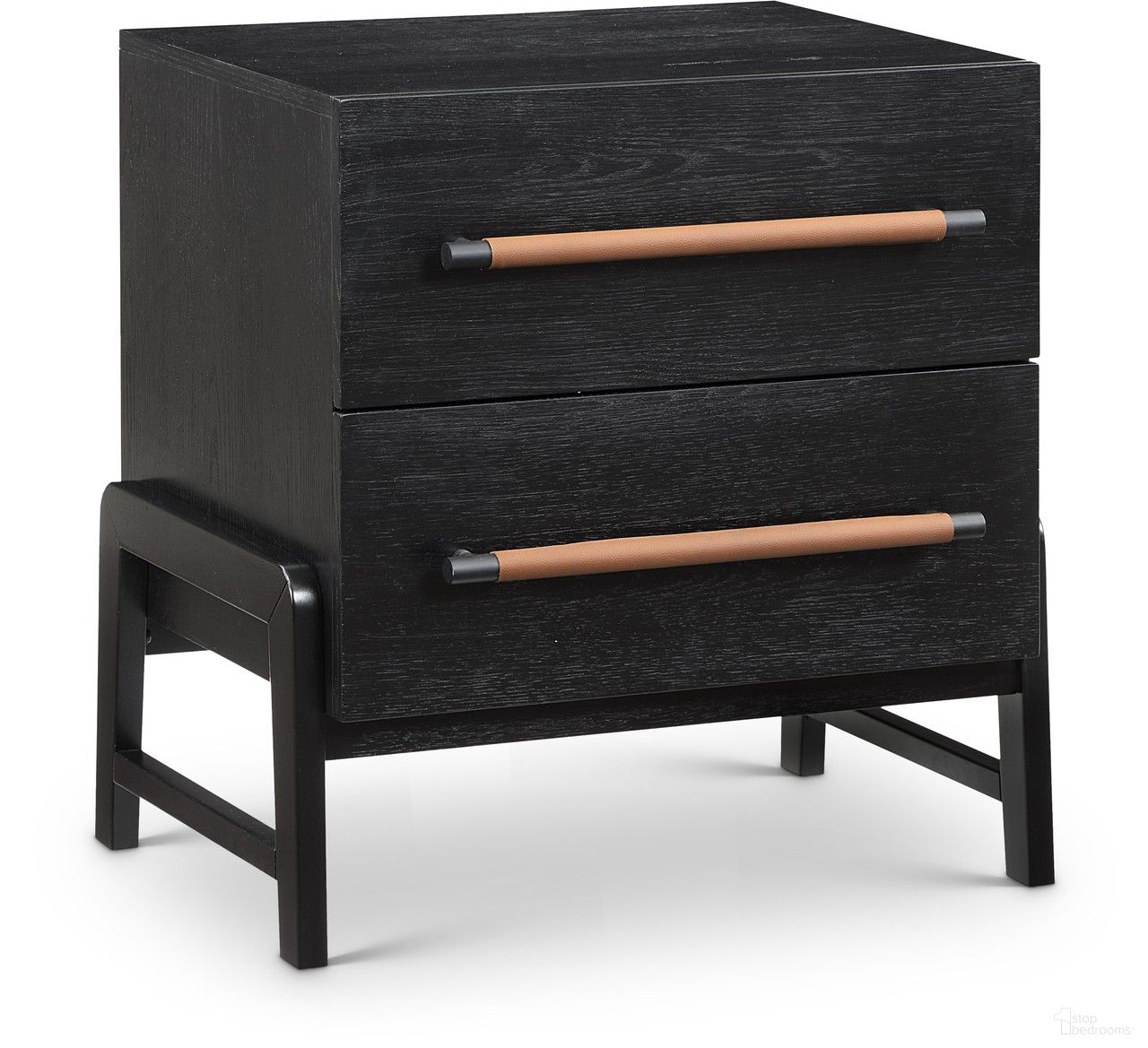The appearance of Kaya Vegan Leather Nightstand In Black designed by Meridian in the modern / contemporary interior design. This black piece of furniture was selected by 1StopBedrooms from Kaya Collection to add a touch of cosiness and style into your home. Sku: 360Black-NS. Material: MDF.