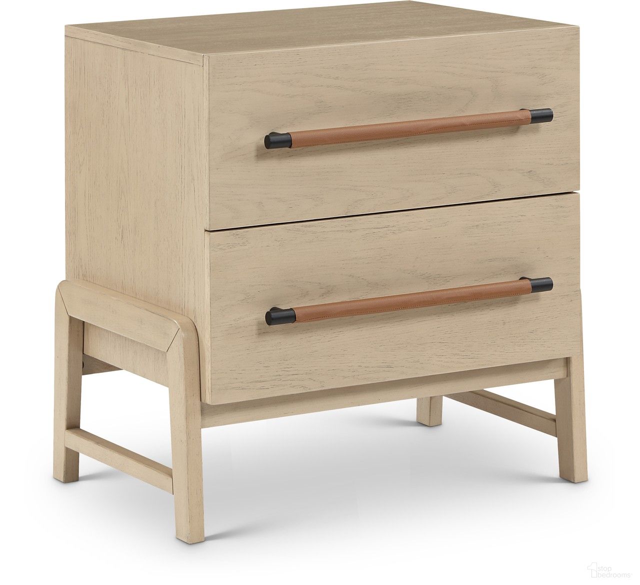 The appearance of Kaya Vegan Leather Nightstand In Natural designed by Meridian in the modern / contemporary interior design. This natural piece of furniture  was selected by 1StopBedrooms from Kaya Collection to add a touch of cosiness and style into your home. Sku: 360Natural-NS. Material: MDF.
