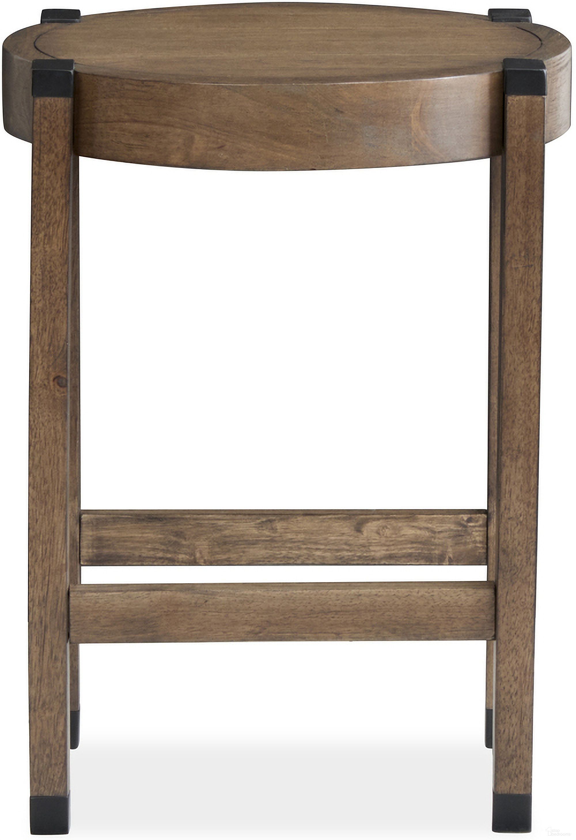 Kaysen Round End Table In Wallaby And Matte Black