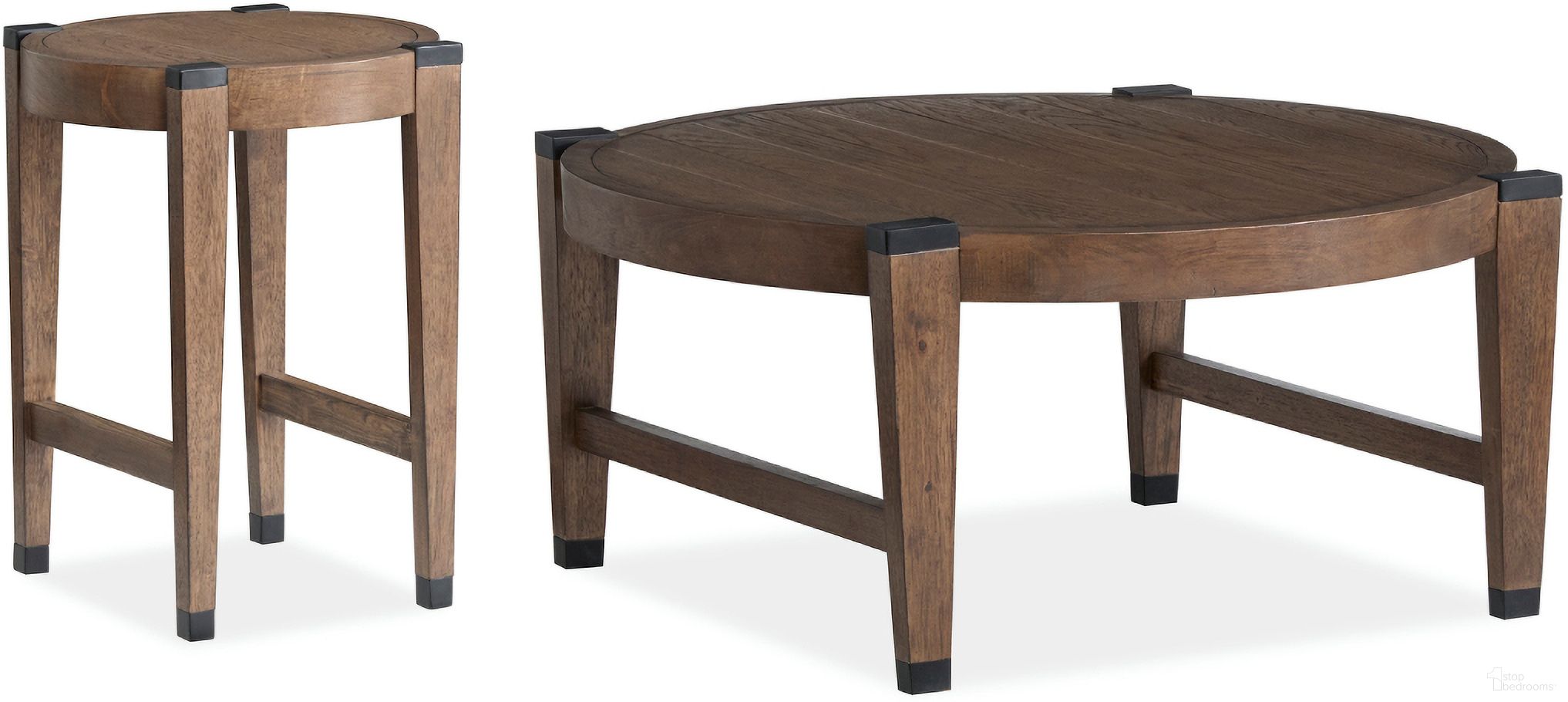 Kaysen Round Occasional Table Set In Wallaby And Matte Black