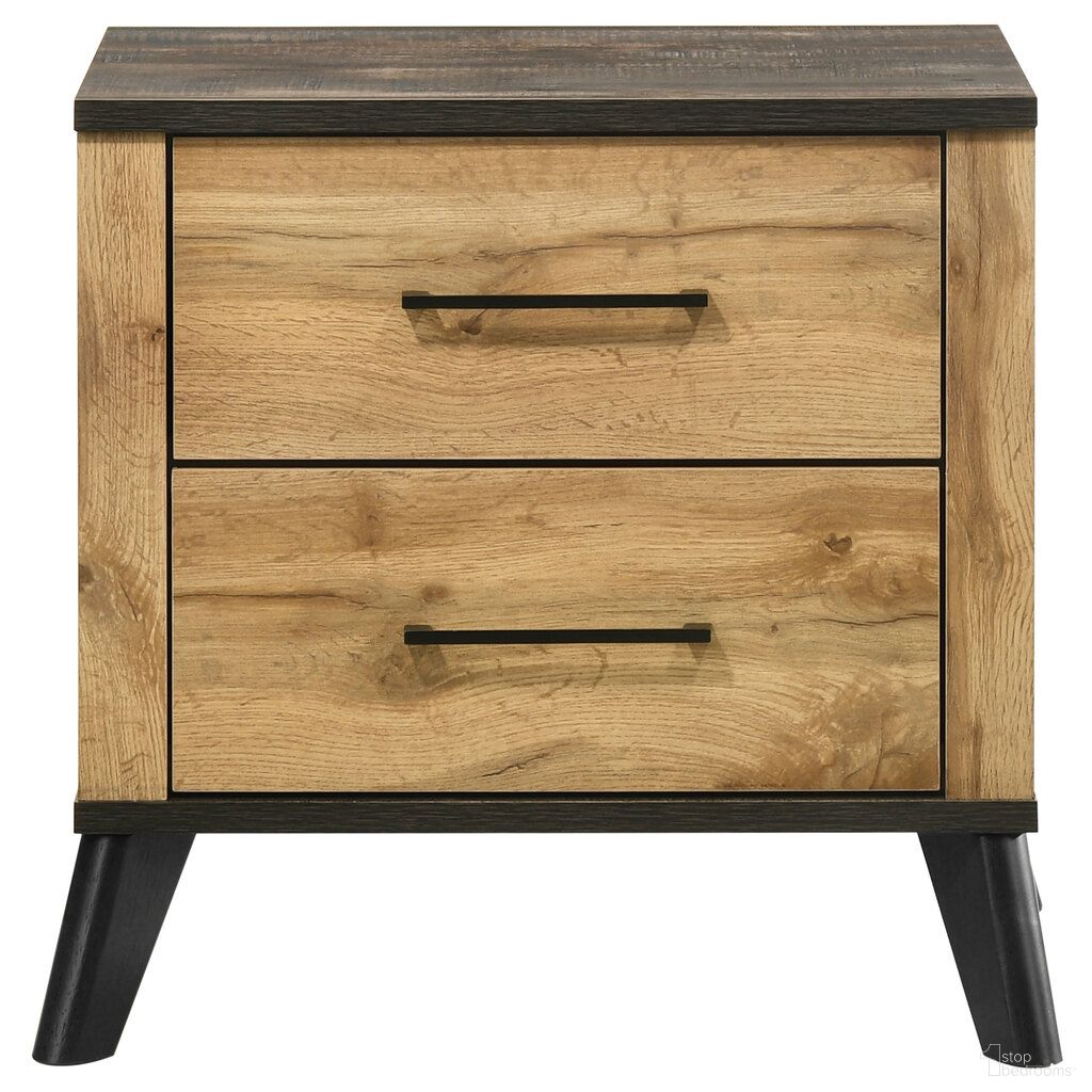 The appearance of Kaywood 2-Drawer Nightstand Bedside Table In Weathered Brown and Natural Pine designed by Coaster in the transitional interior design. This weathered brown/natural pine piece of furniture was selected by 1StopBedrooms from Kaywood Collection to add a touch of cosiness and style into your home. Sku: 225002. Material: Wood.