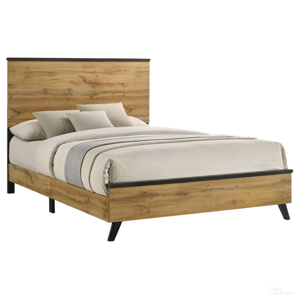 Kaywood 52 Inch Full Panel Bed In Weathered Brown and Natural Pine