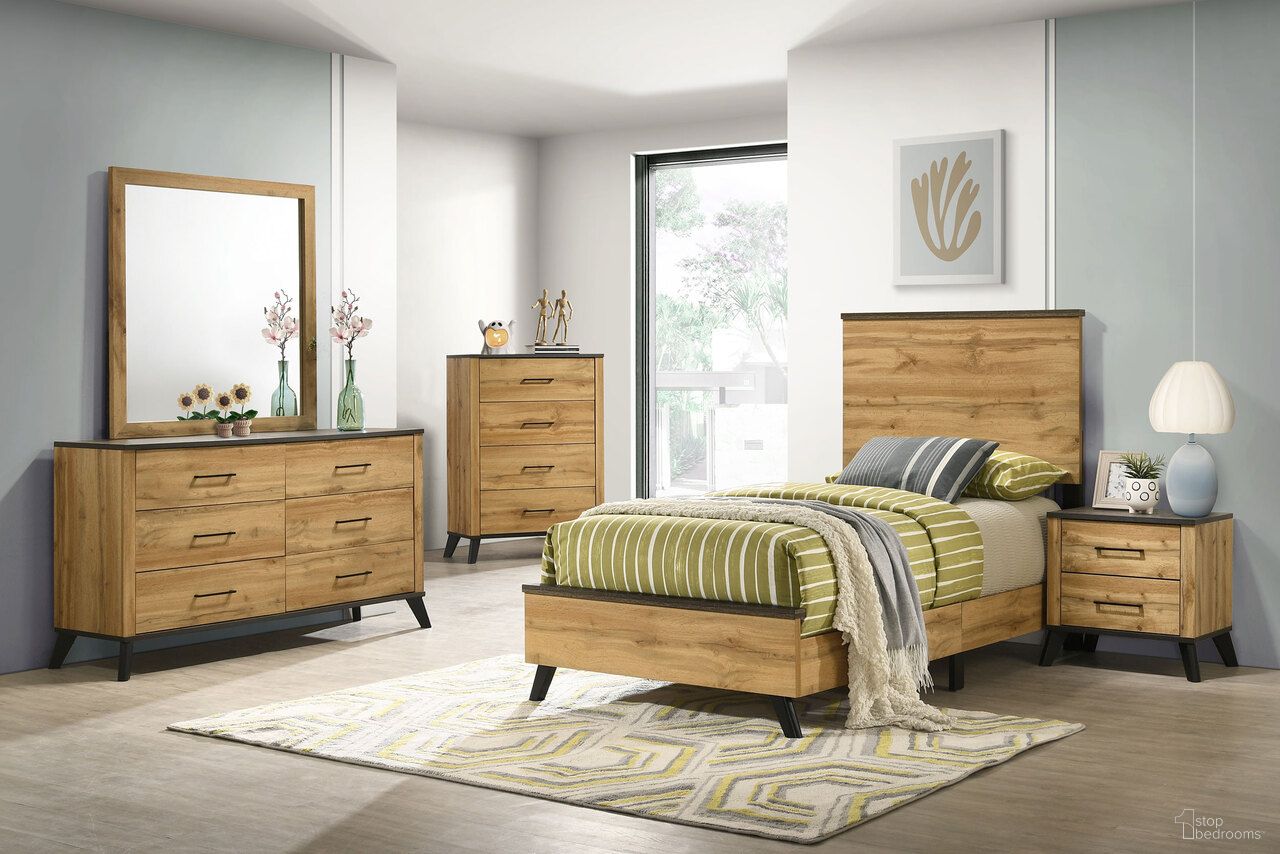 The appearance of Kaywood Youth Panel Bedroom Set In Weathered Brown and Natural Pine designed by Coaster in the transitional interior design. This weathered brown/natural pine piece of furniture was selected by 1StopBedrooms from Kaywood Collection to add a touch of cosiness and style into your home. Sku: 225001T;225002. Bed Size: Full. Material: Laminate.