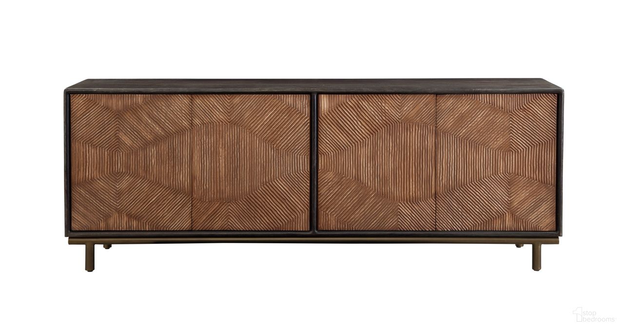 The appearance of Keir Server In Two Tone Dark Brown designed by Bassett Mirror Company in the modern / contemporary interior design. This dark brown piece of furniture was selected by 1StopBedrooms from Keir Collection to add a touch of cosiness and style into your home. Sku: 5935-DR-576. Material: Wood.