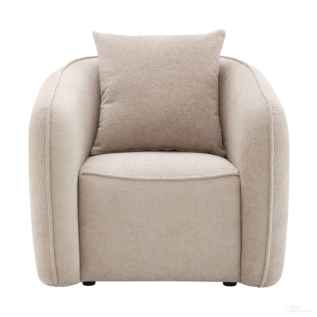 The appearance of Keith Chair with Pillow In Beige Chenille designed by ACME in the modern / contemporary interior design. This beige chenille piece of furniture  was selected by 1StopBedrooms from Keith Collection to add a touch of cosiness and style into your home. Sku: LV03612. Material: Wood.