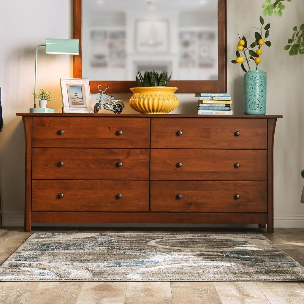 The appearance of Keizer 6-Drawer Dresser In Dark Cherry designed by Furniture of America in the transitional interior design. This dark cherry piece of furniture was selected by 1StopBedrooms from Keizer Collection to add a touch of cosiness and style into your home. Sku: FOA7603D-6D. Material: Wood.