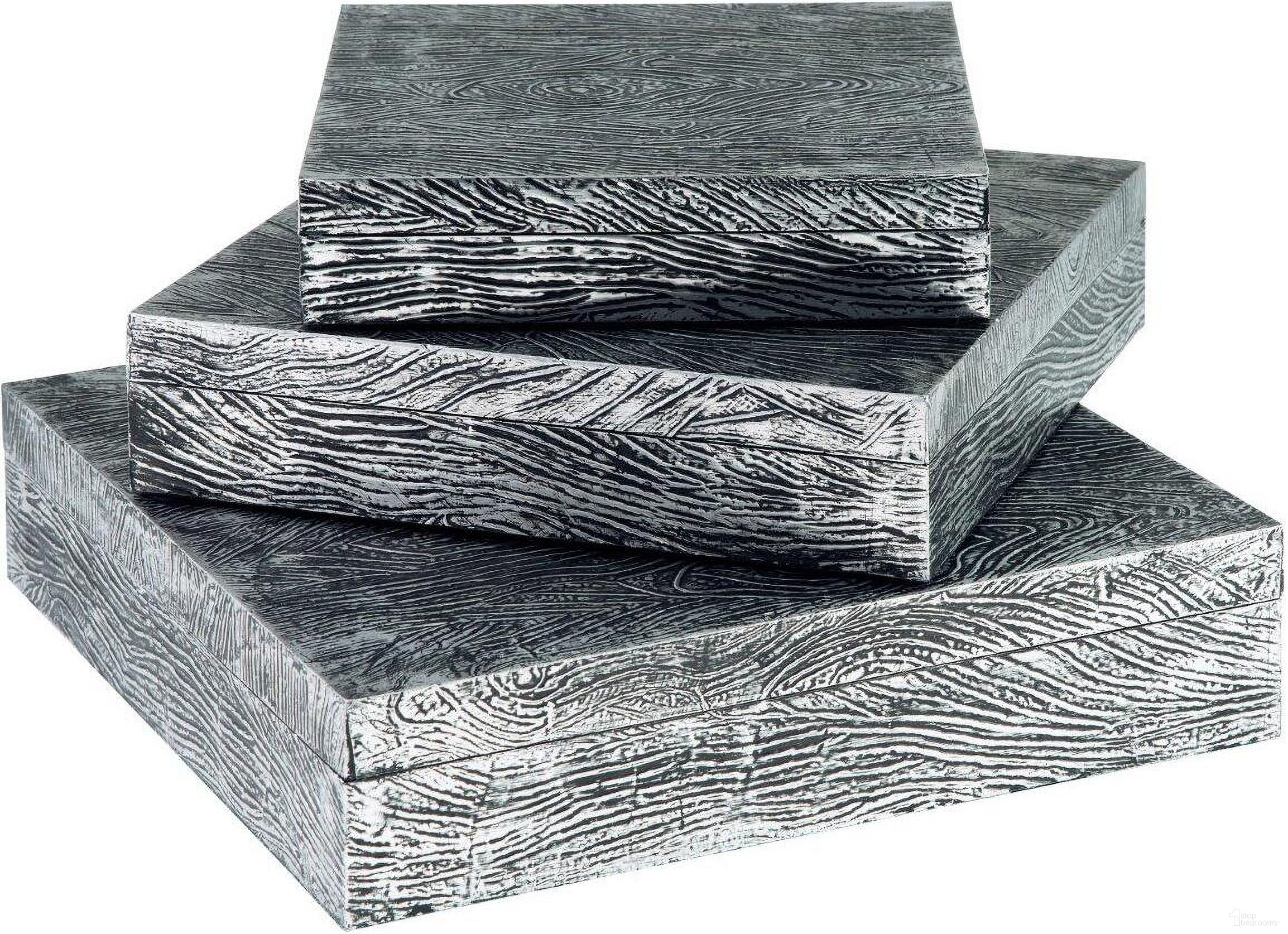 The appearance of Keldy Antique Pewter Box Set of 3 designed by Signature Design by Ashley in the modern / contemporary interior design. This antique pewter piece of furniture was selected by 1StopBedrooms from Keldy Collection to add a touch of cosiness and style into your home. Sku: A2000491. Material: Wood.