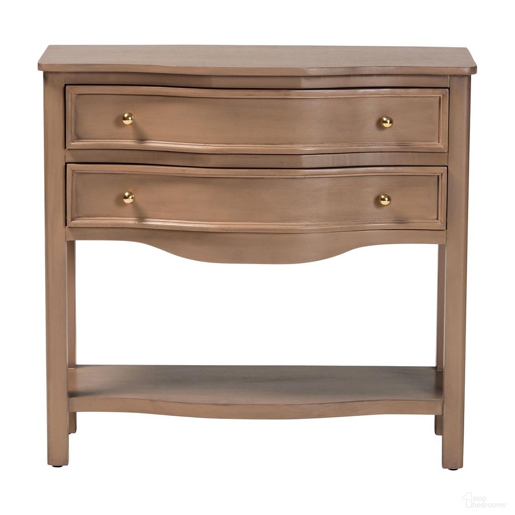 Kelila 2-Drawer Console Table with Curved Front In Champagne